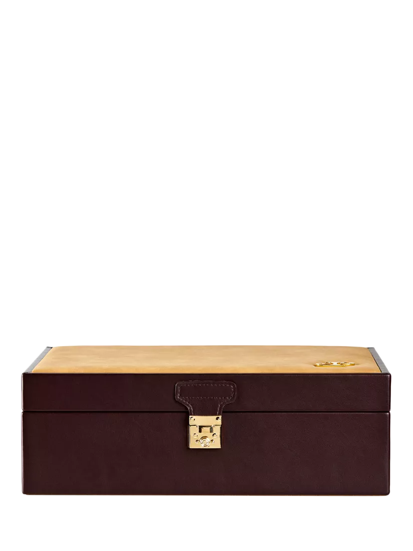 WOLF vegan leather watch and jewellery box chestnut, imported from the UK
