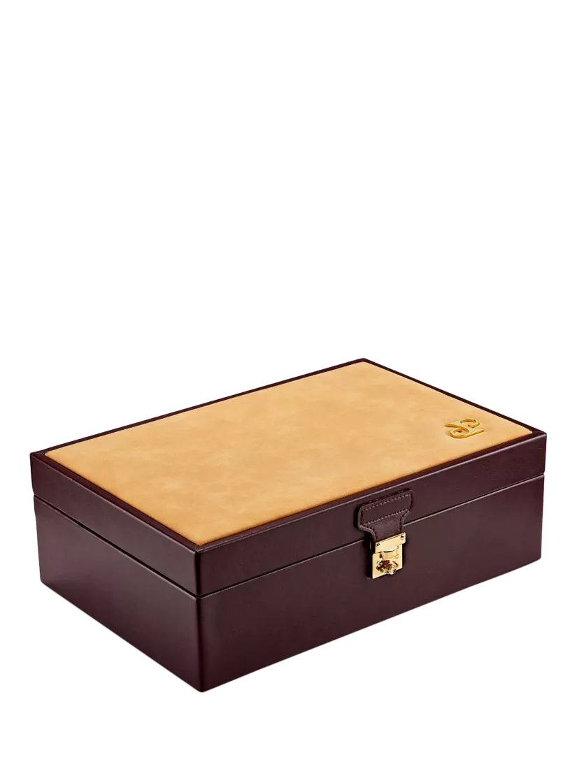 WOLF vegan leather watch and jewellery box chestnut, imported from the UK