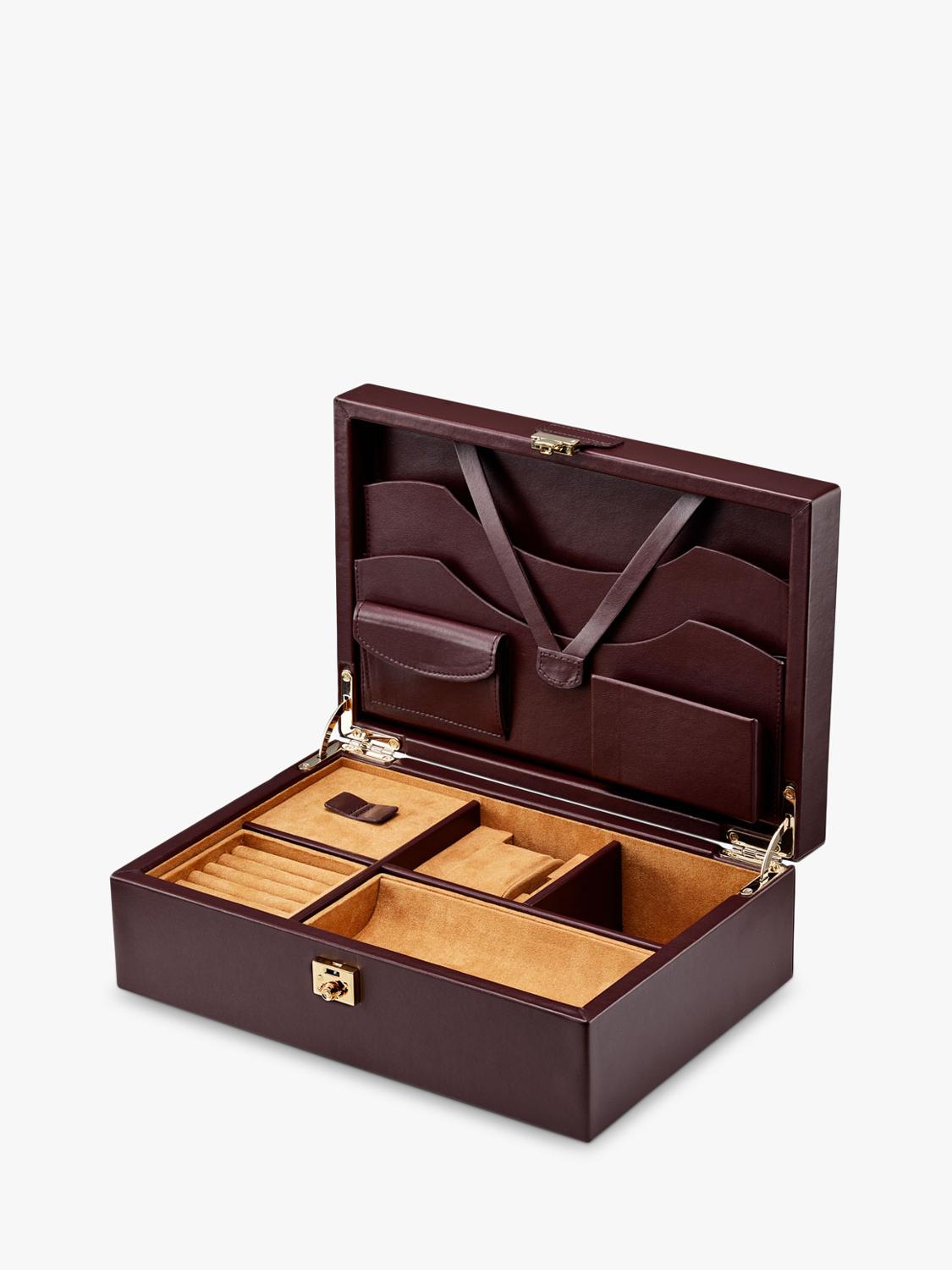 WOLF vegan leather watch and jewellery box chestnut, imported from the UK