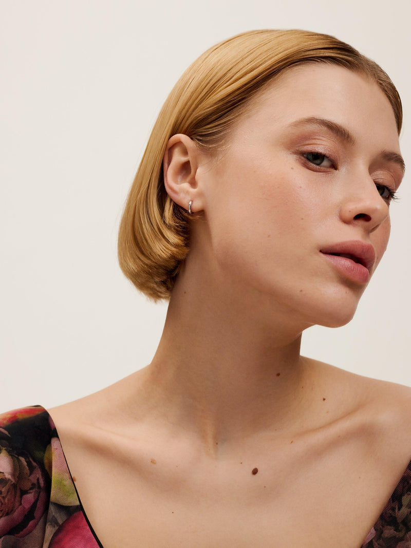 Ted Baker Crisete Logo Hoop Earrings silver tone - British product