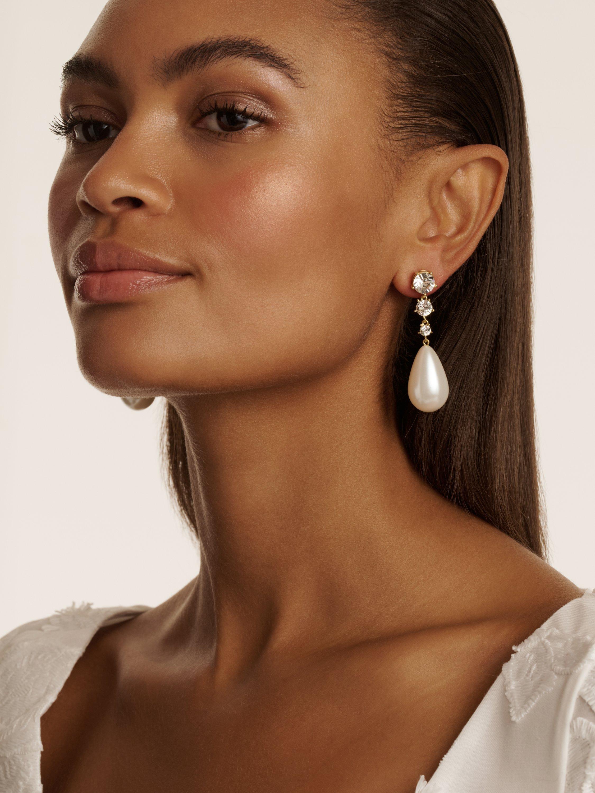 Ted Baker Pearsti drop earrings with faux pearl and crystals - British product