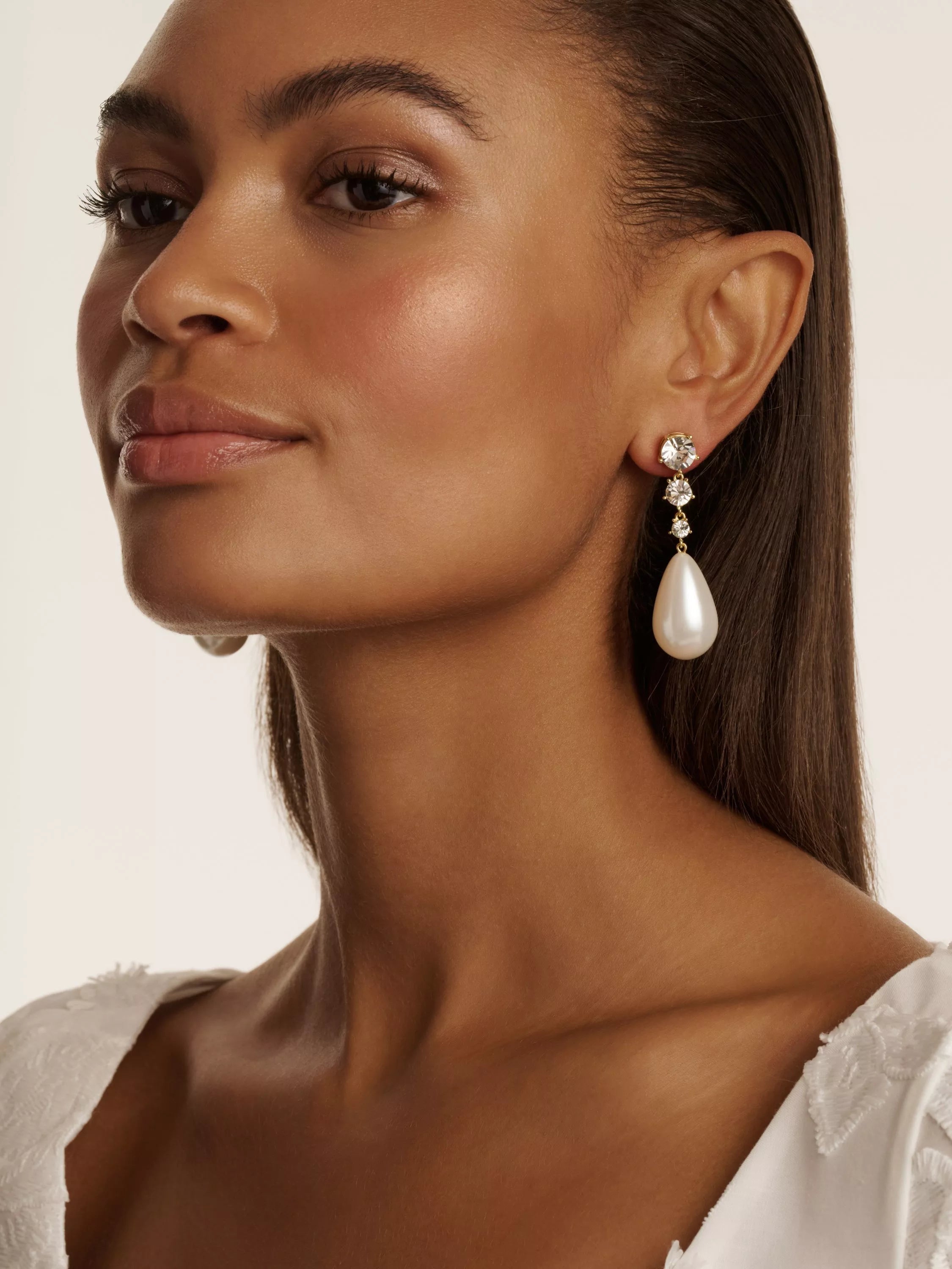 Ted Baker Pearsti drop earrings with faux pearl and crystals - British product