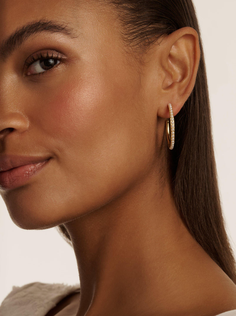 Ted Baker pearl hoop earrings medium, imported from the UK