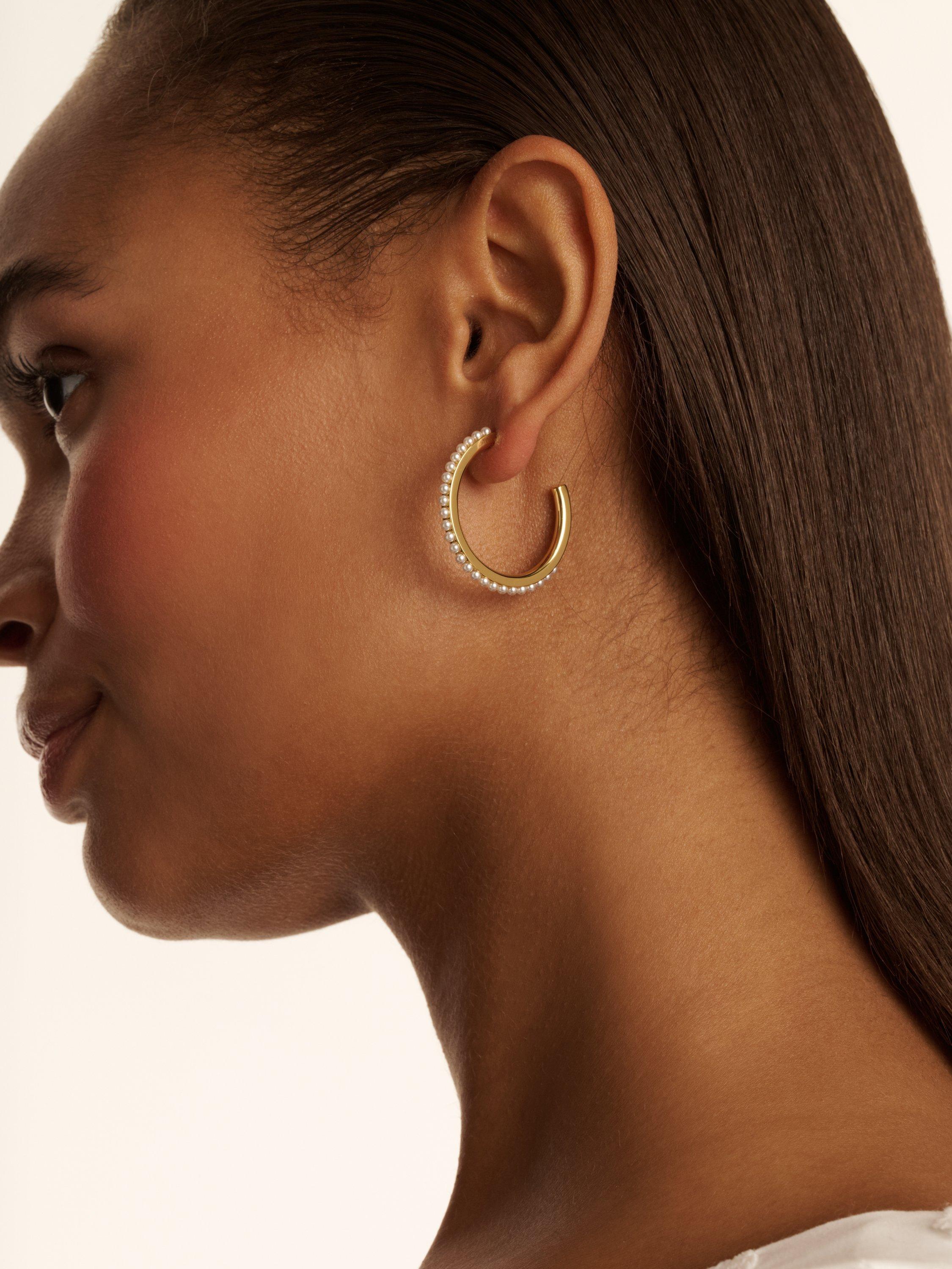 Ted Baker pearl hoop earrings medium, imported from the UK