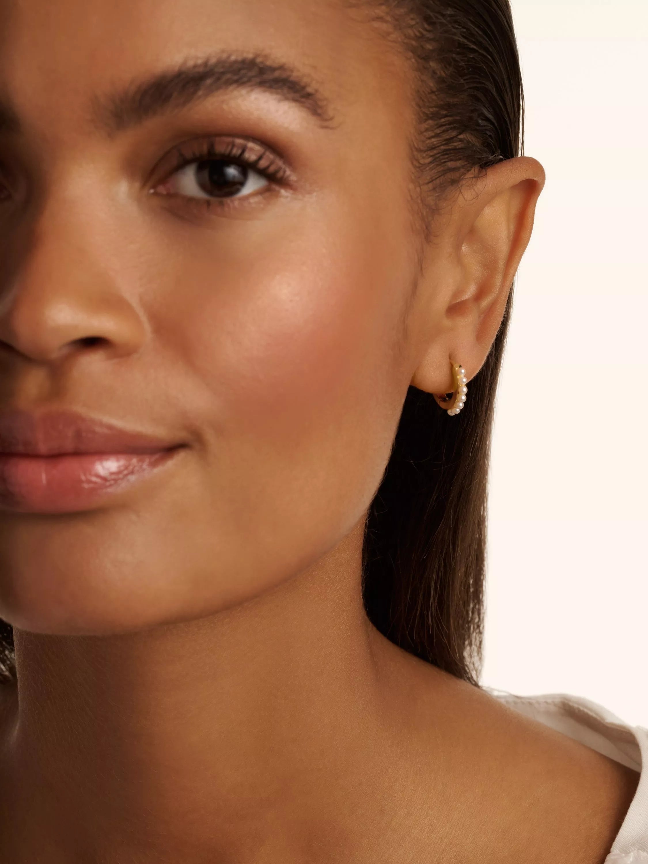 Ted Baker pearl huggie earrings gold, imported from the UK