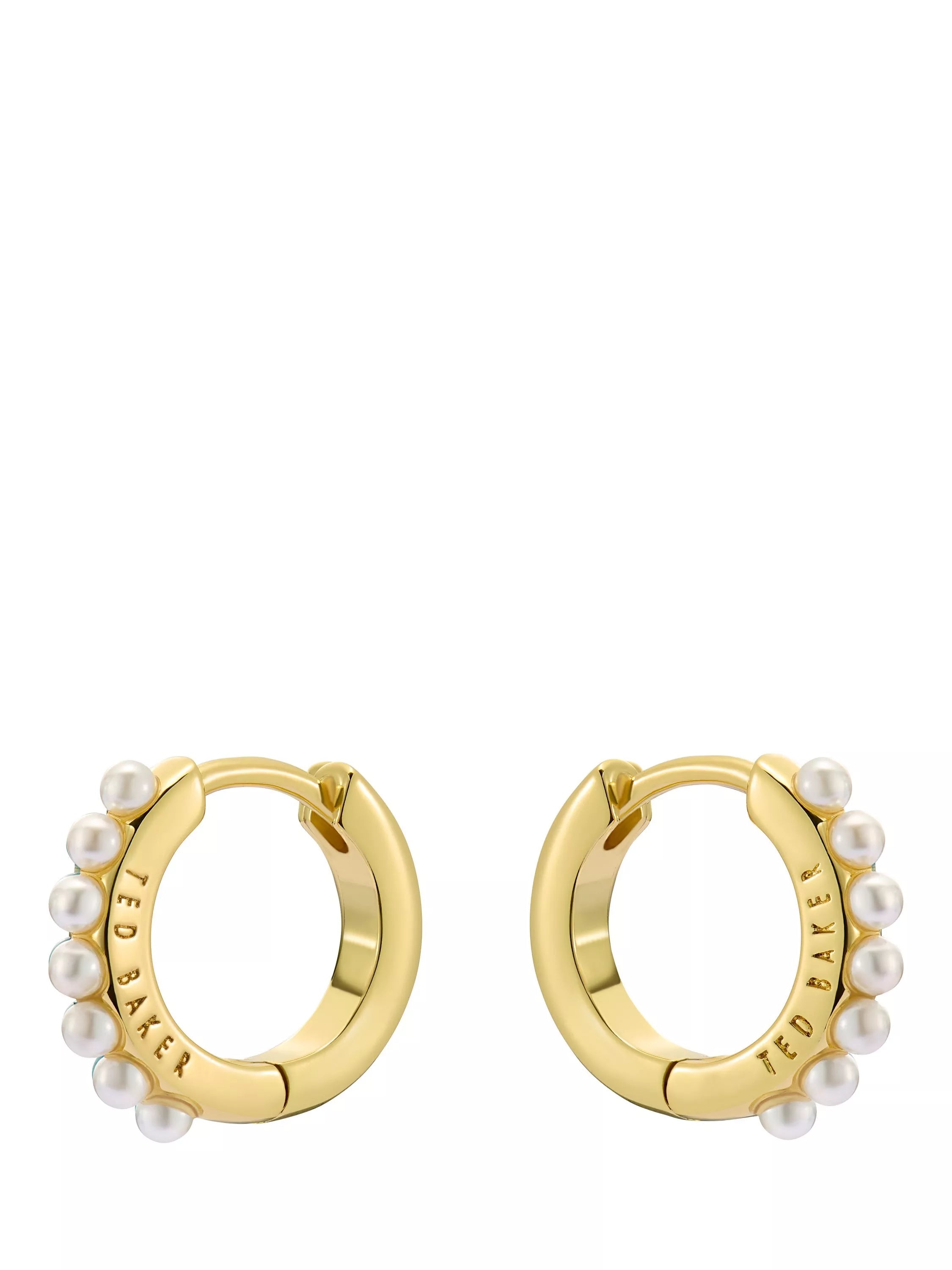 Ted Baker pearl huggie earrings gold, imported from the UK