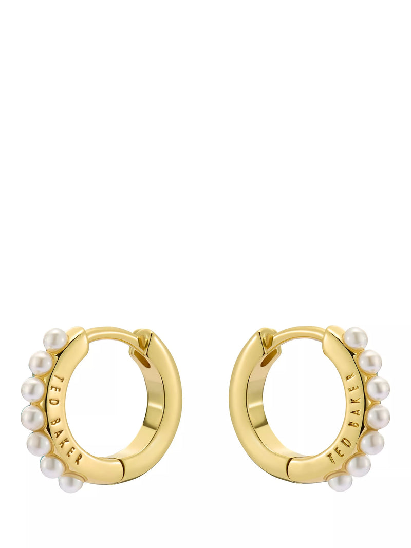 Ted Baker pearl huggie earrings gold, imported from the UK