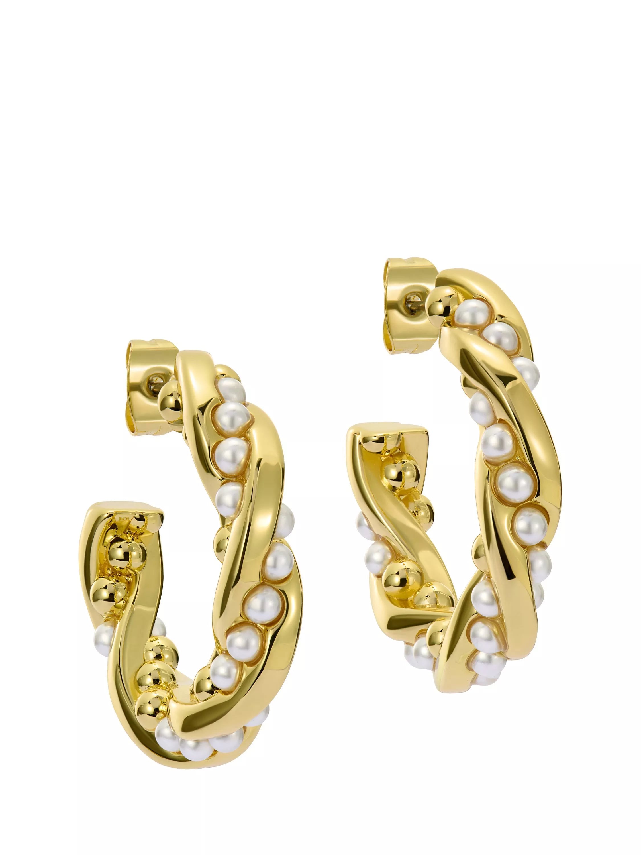 Ted Baker Tiyaa twisted pearl hoop earrings gold, imported from the UK