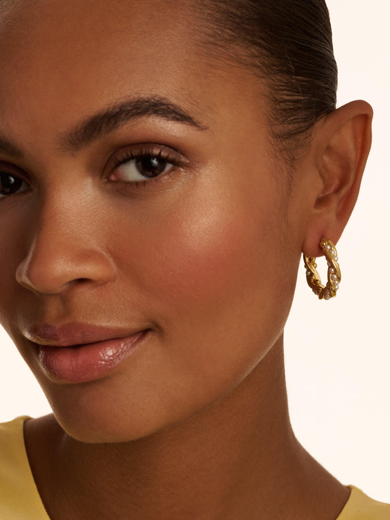 Ted Baker Tiyaa twisted pearl hoop earrings gold, imported from the UK