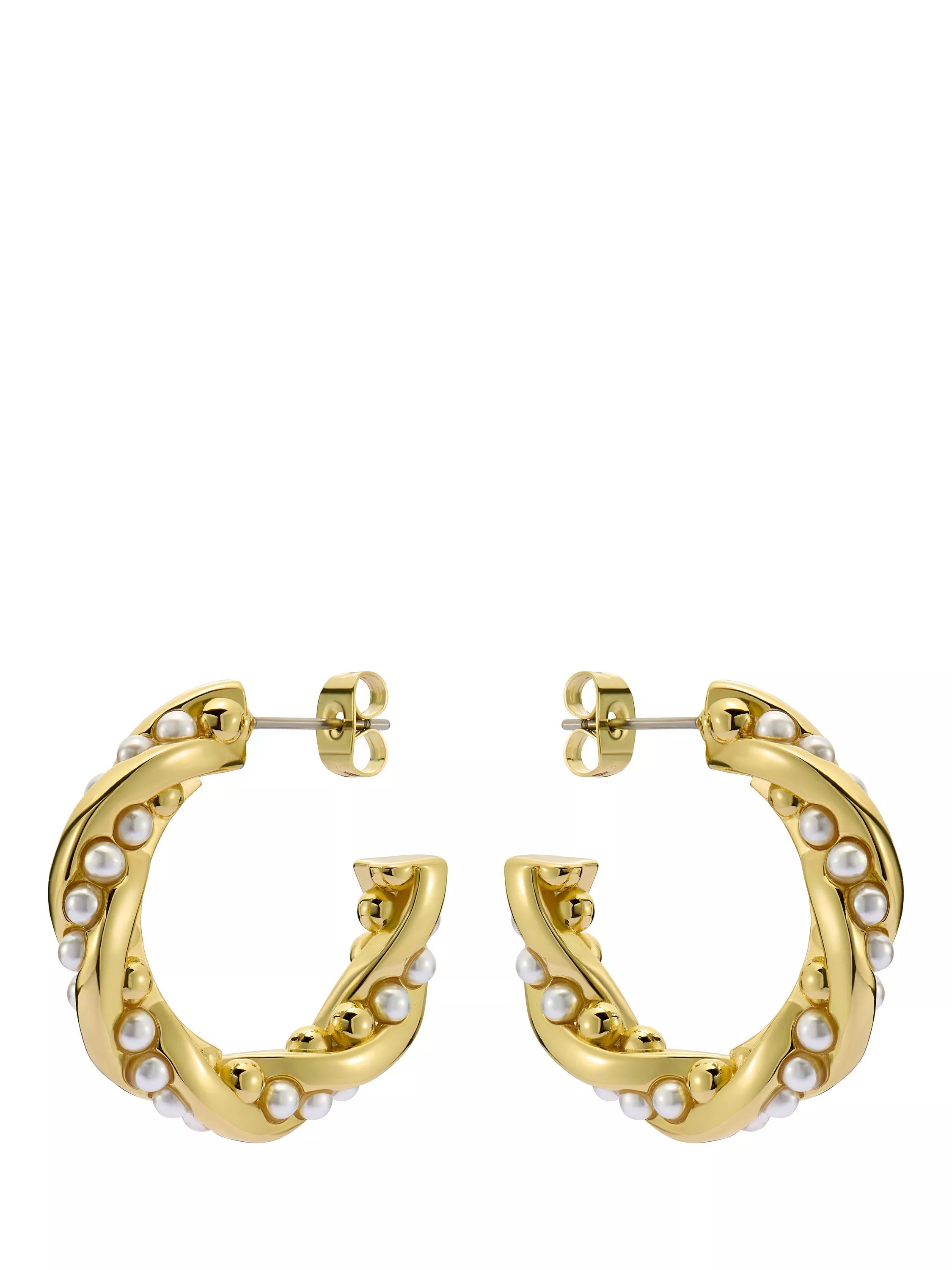 Ted Baker Tiyaa twisted pearl hoop earrings gold, imported from the UK