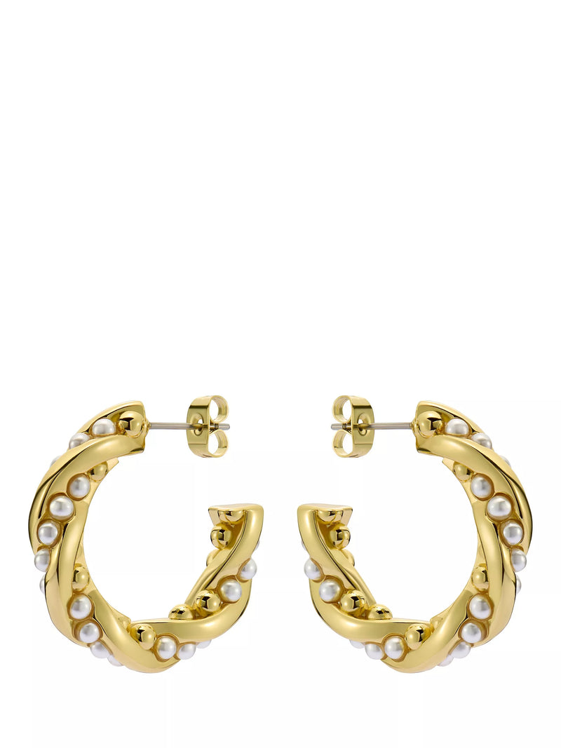 Ted Baker Tiyaa twisted pearl hoop earrings gold, imported from the UK