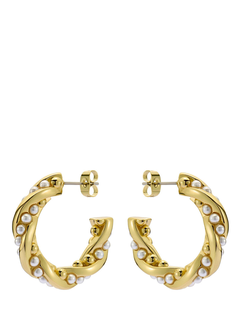 Ted Baker Tiyaa twisted pearl hoop earrings gold, imported from the UK