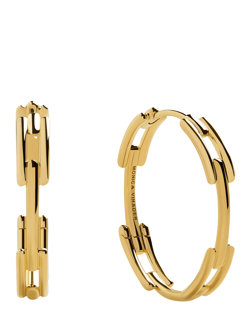 Monica Vinader Signature Link hoop earrings in gold, imported from the UK