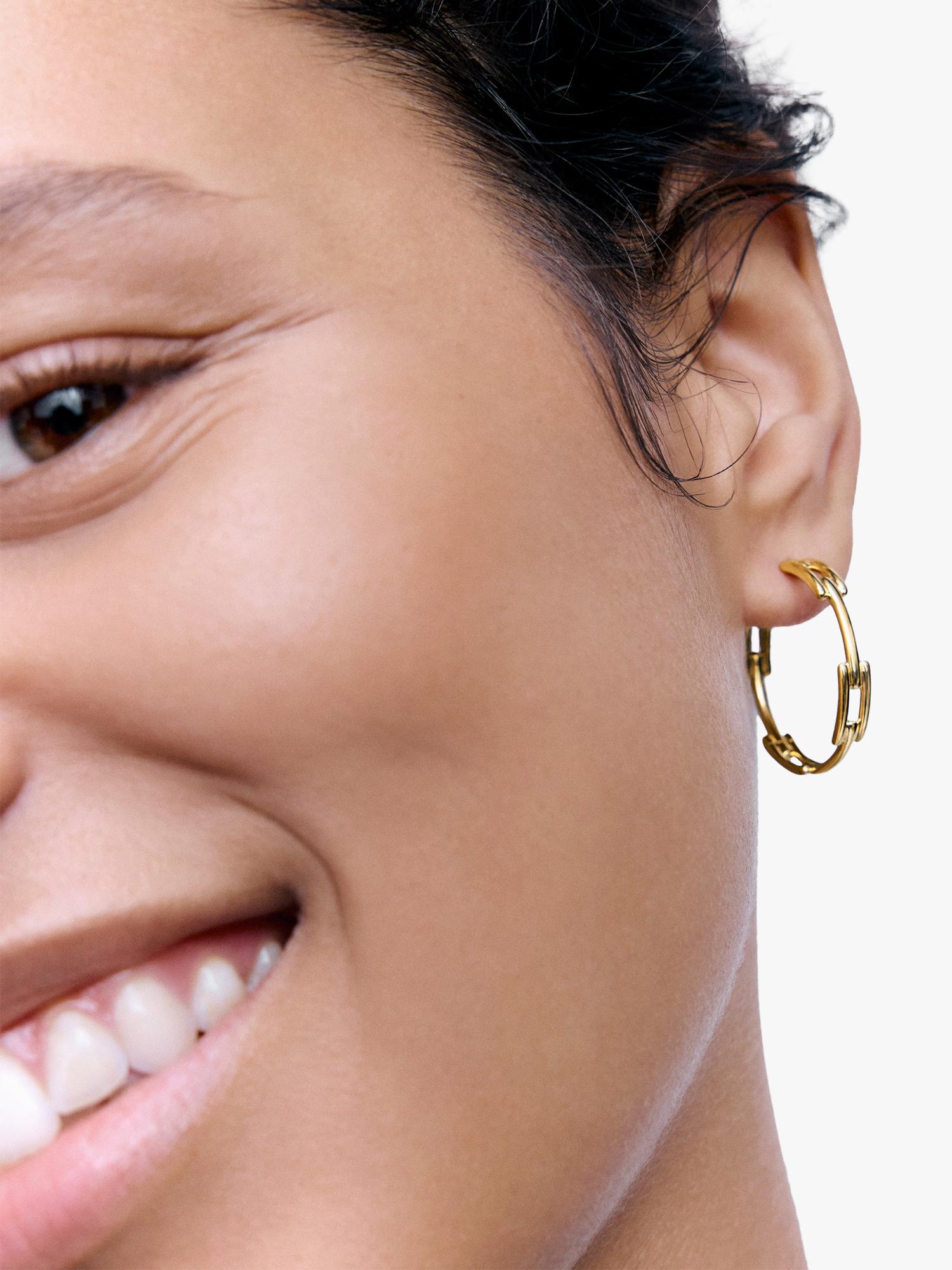 Monica Vinader Signature Link hoop earrings in gold, imported from the UK