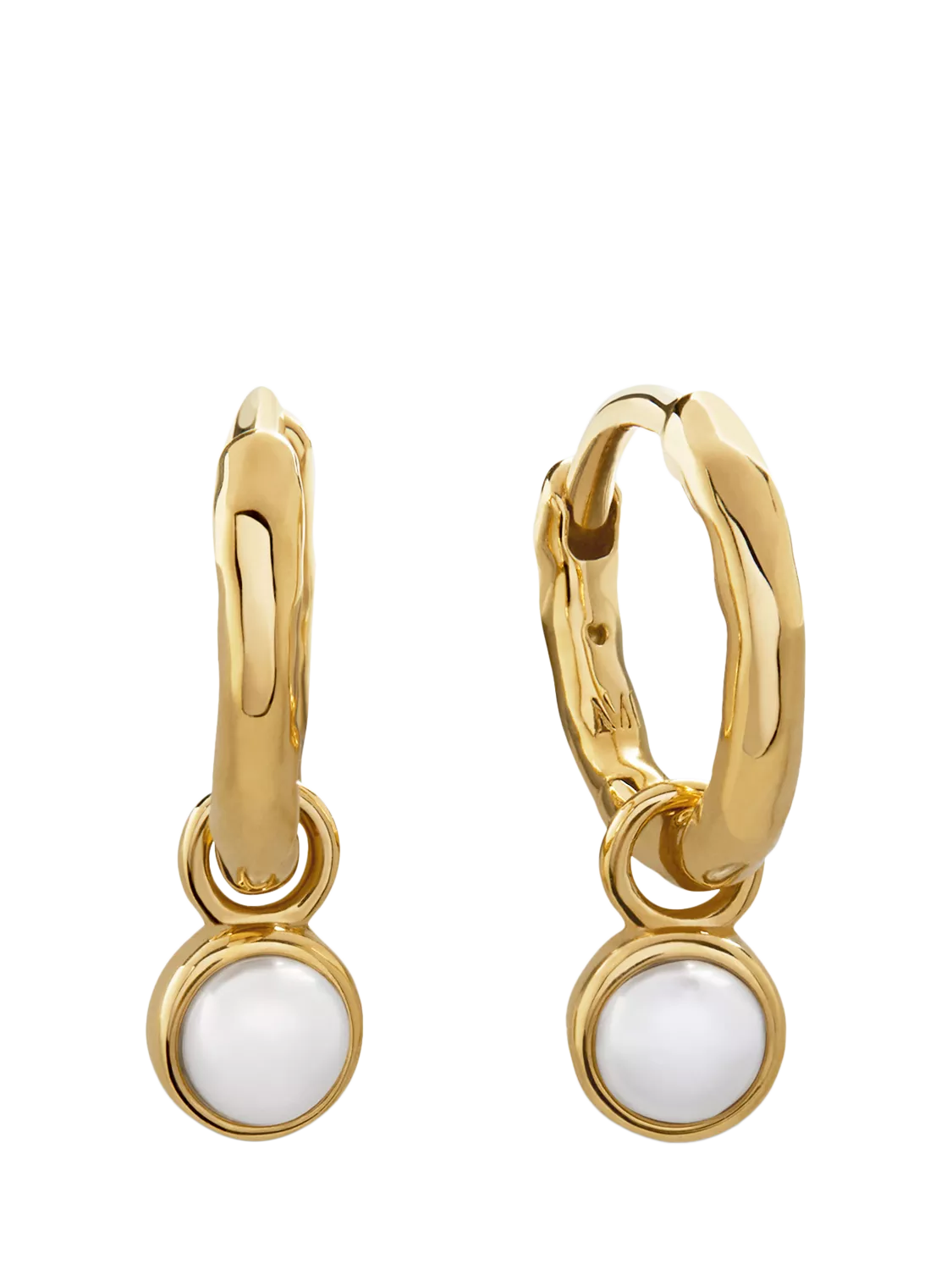 Monica Vinader pearl huggie earrings in gold (British brand)