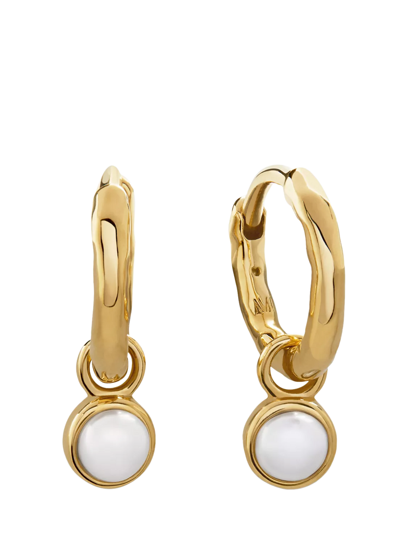 Monica Vinader pearl huggie earrings in gold (British brand)