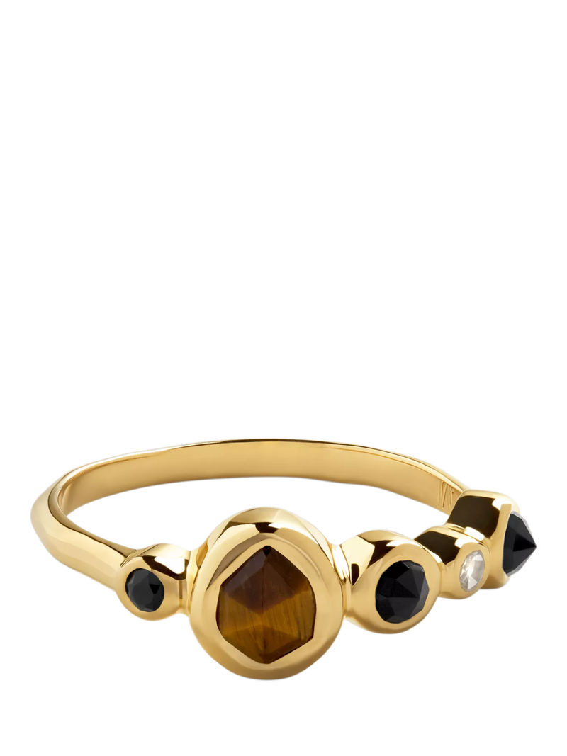 Monica Vinader MV Siren™ Bezel Multi Gemstone Ring, Gold/Brown, K