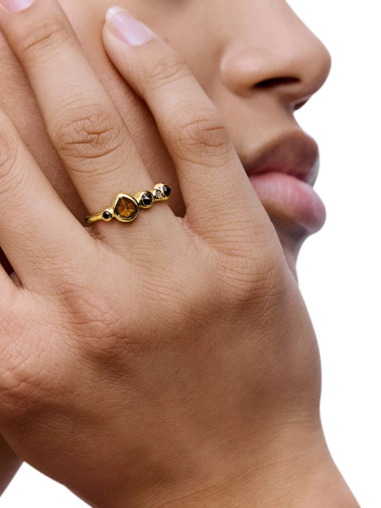 Monica Vinader multi gemstone cluster ring, UK version