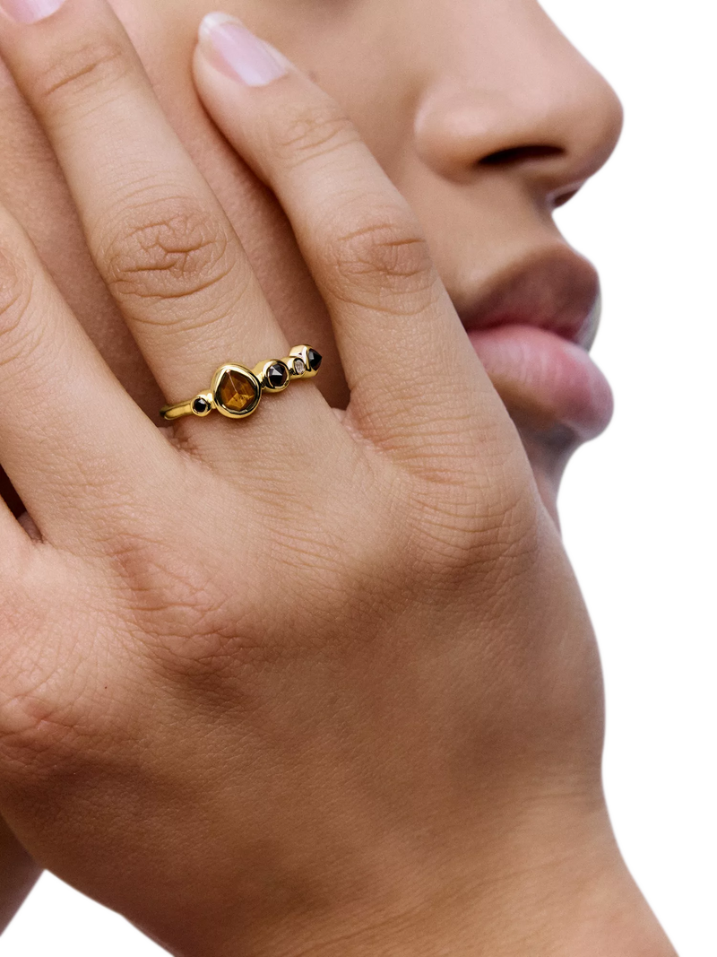 Monica Vinader multi gemstone cluster ring, UK version