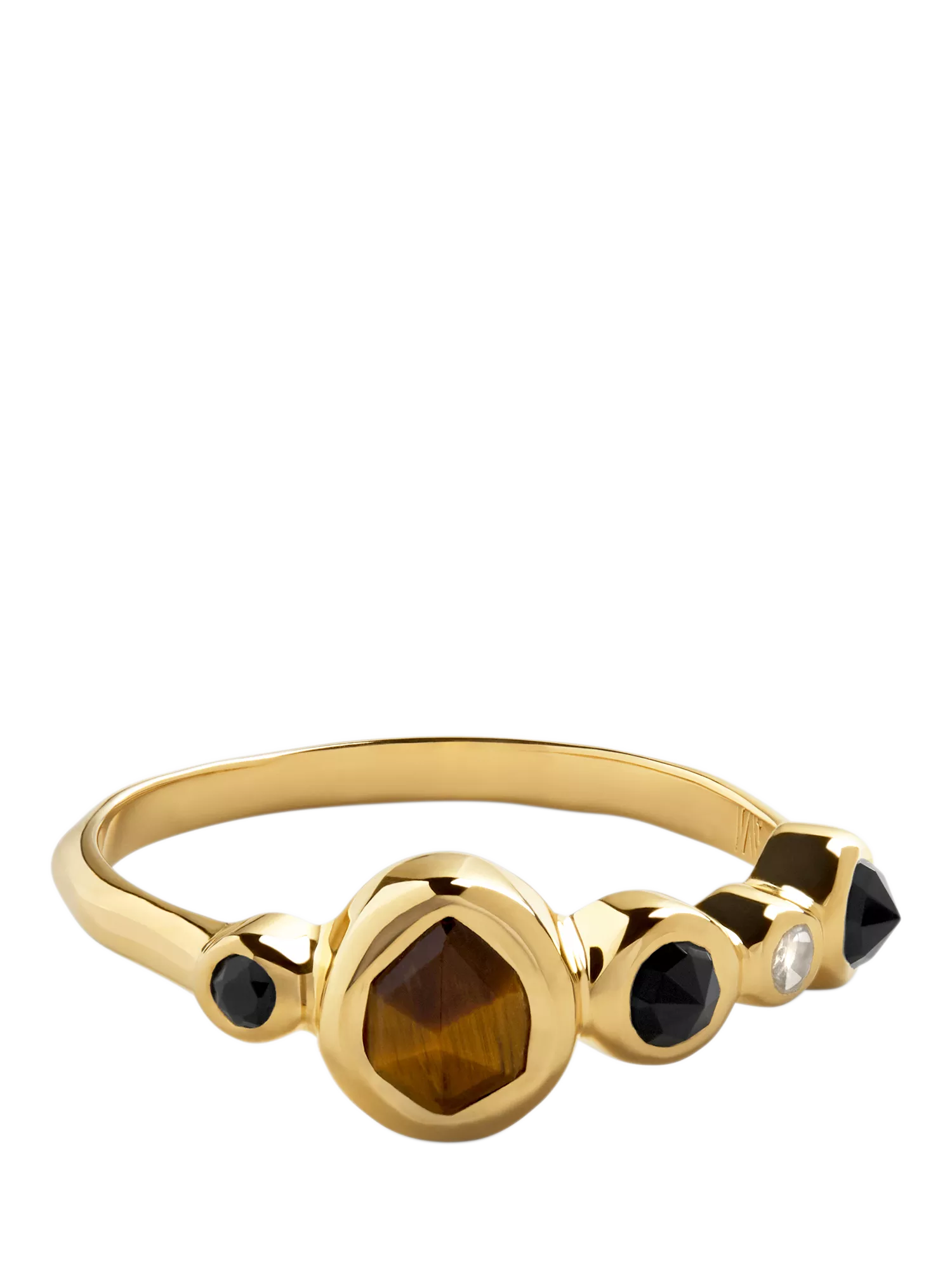 Monica Vinader MV Siren™ Bezel Multi Gemstone Ring, Gold/Brown, S