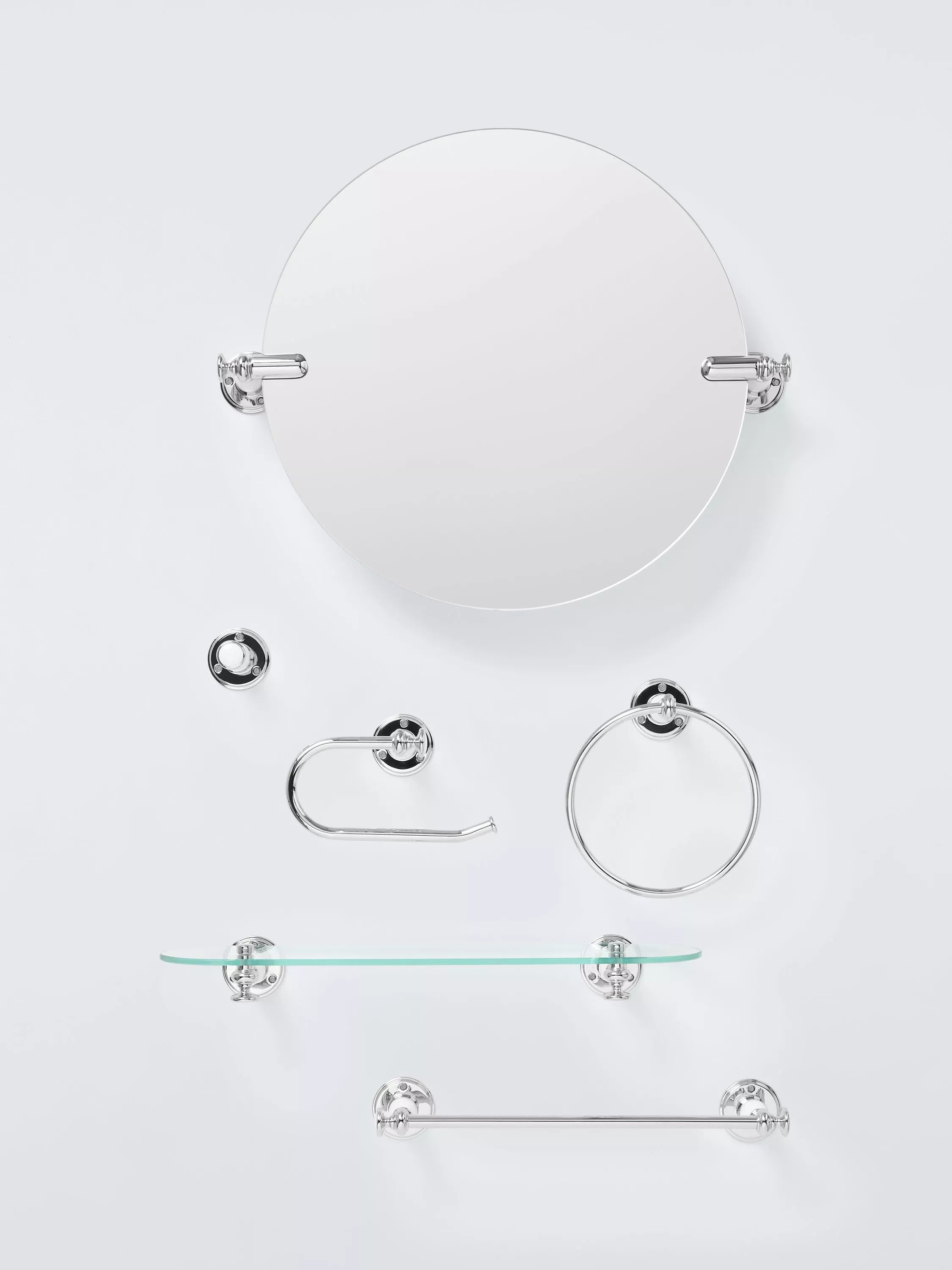 John Lewis Legacy bathroom mirror white chrome round (British brand)