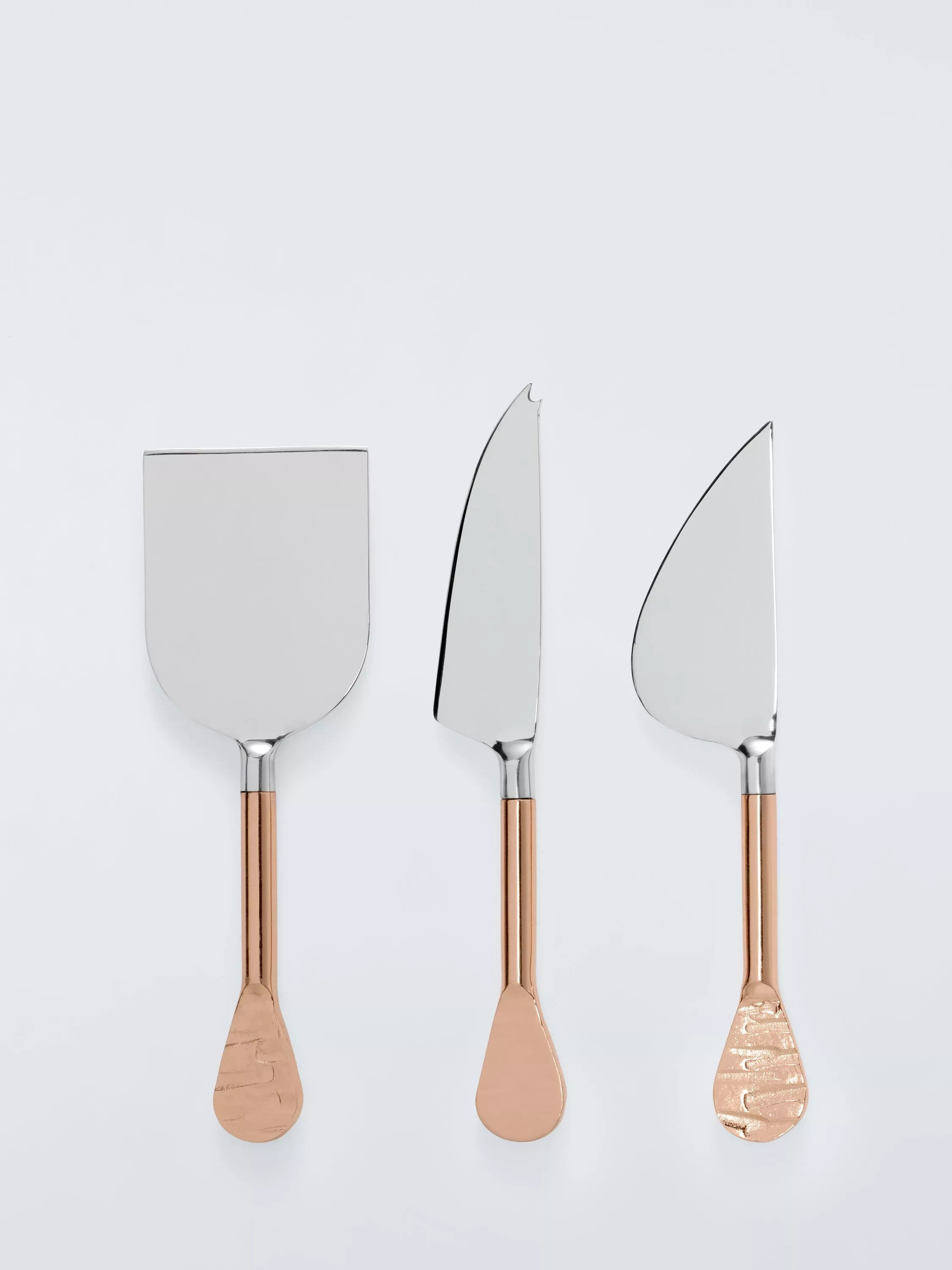 John Lewis cheese knife set of 3, copper handles (British brand)