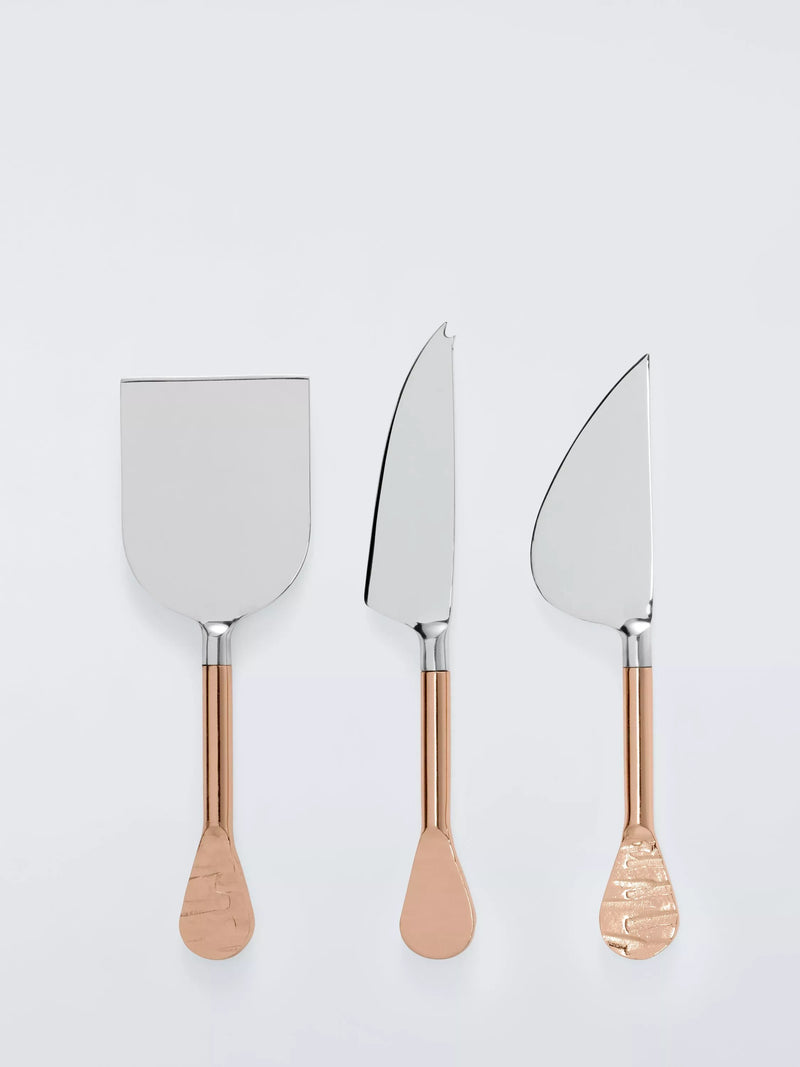 John Lewis cheese knife set of 3, copper handles (British brand)