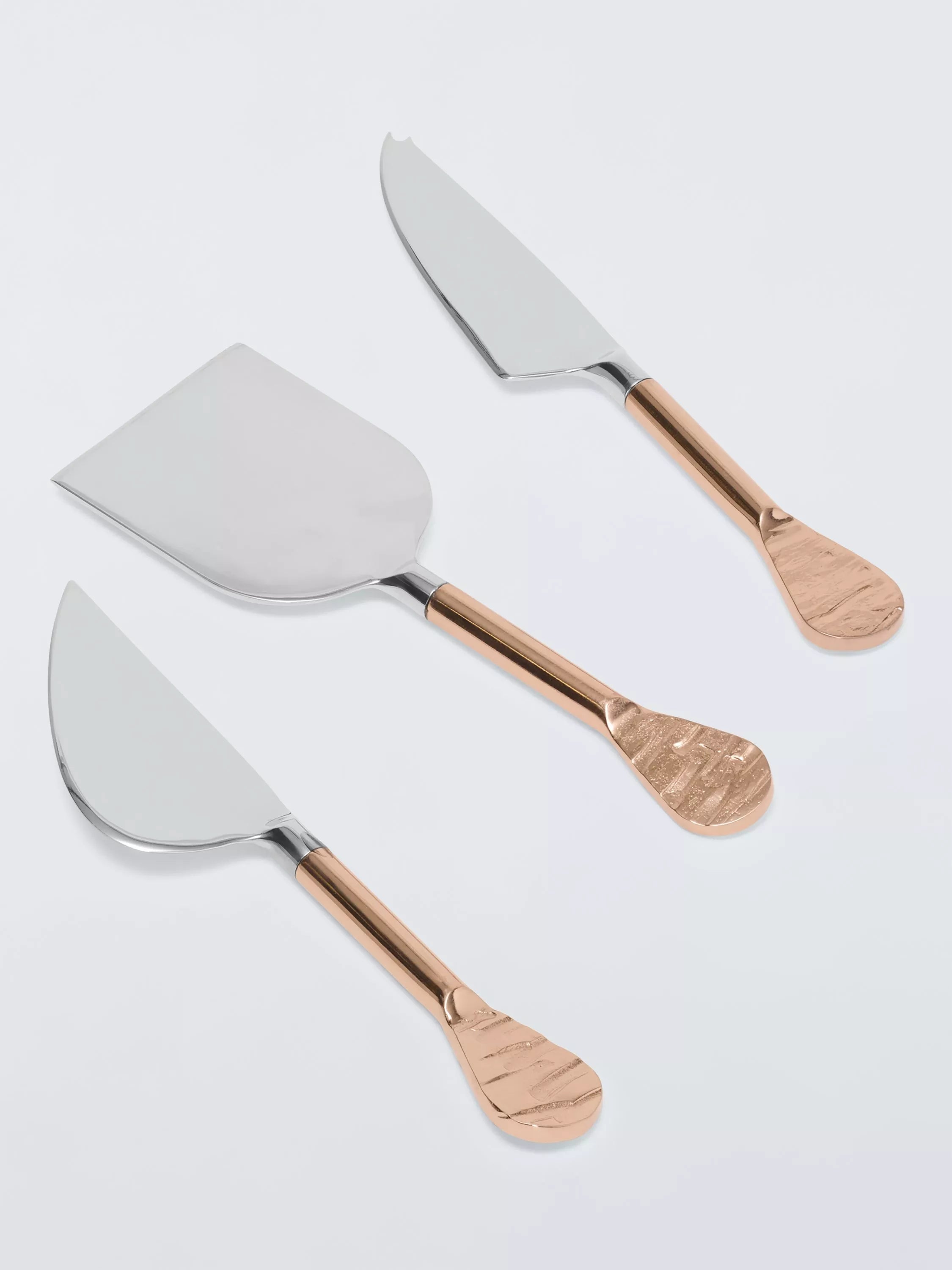John Lewis cheese knife set of 3, copper handles (British brand)
