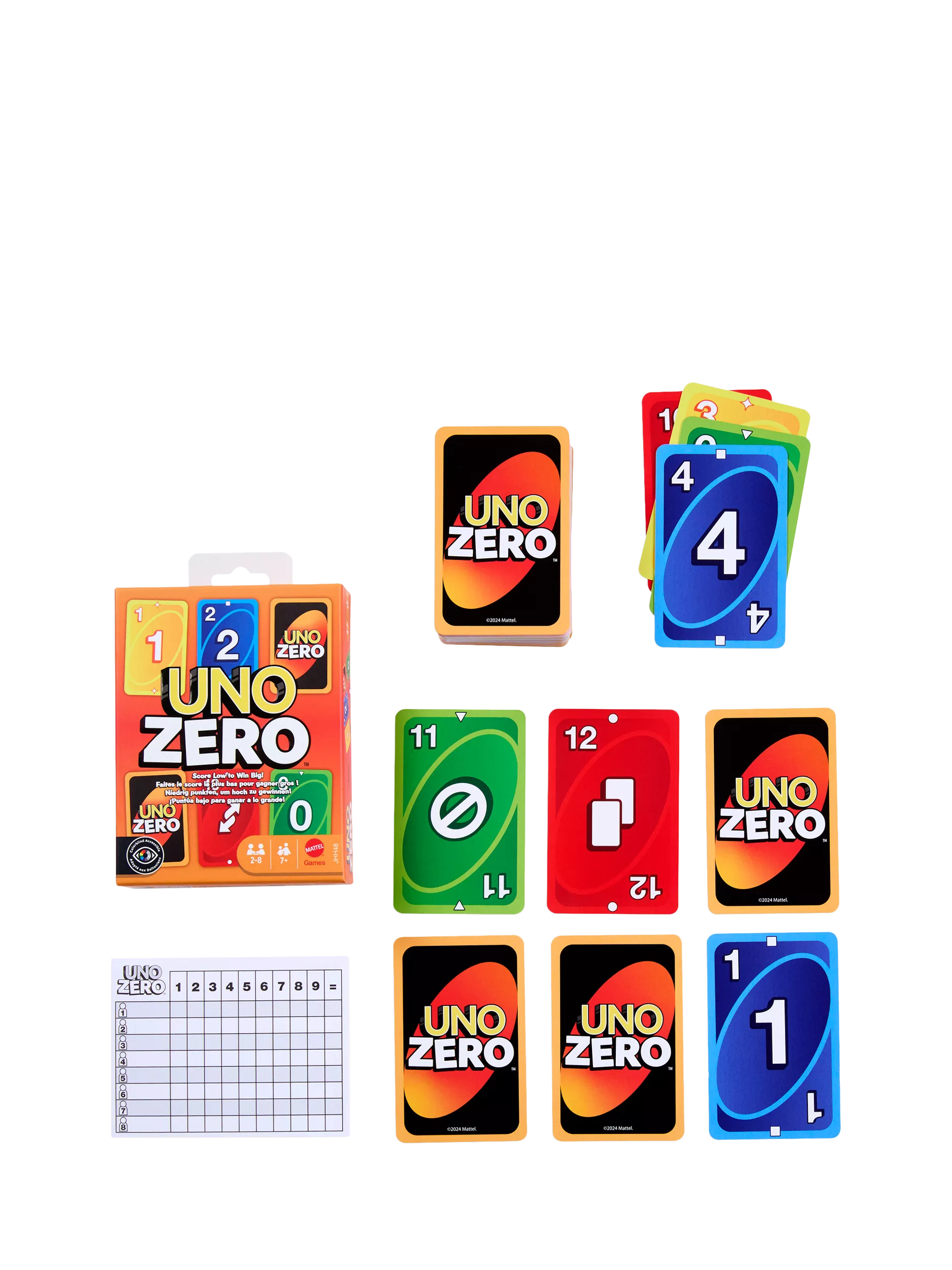 Mattel UNO Zero card game for 2 to 8 players, UK version