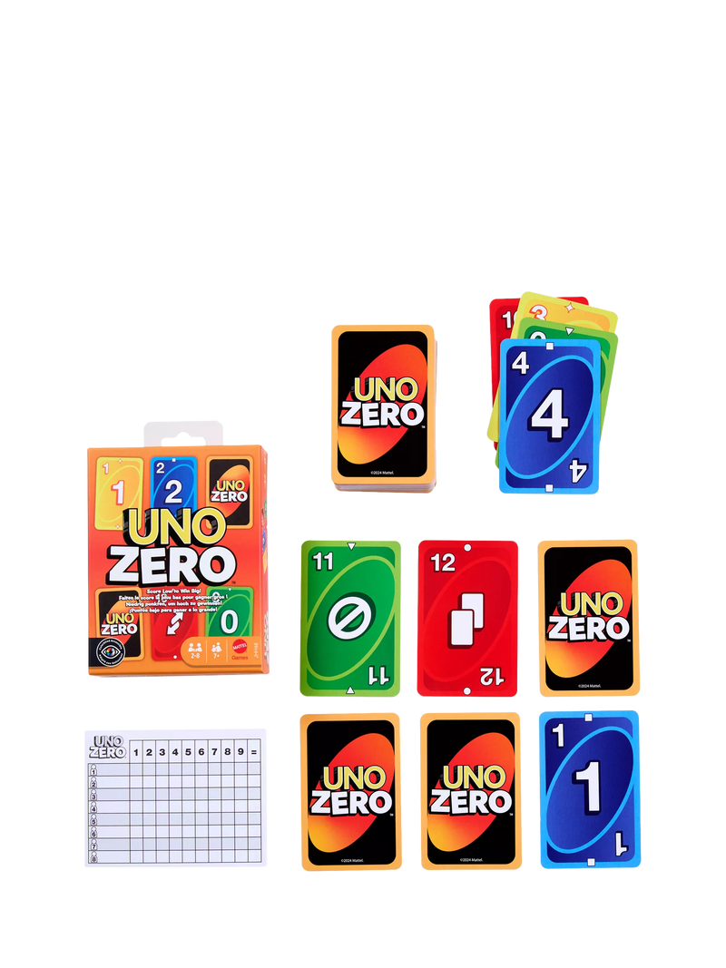 Mattel UNO Zero card game for 2 to 8 players, UK version