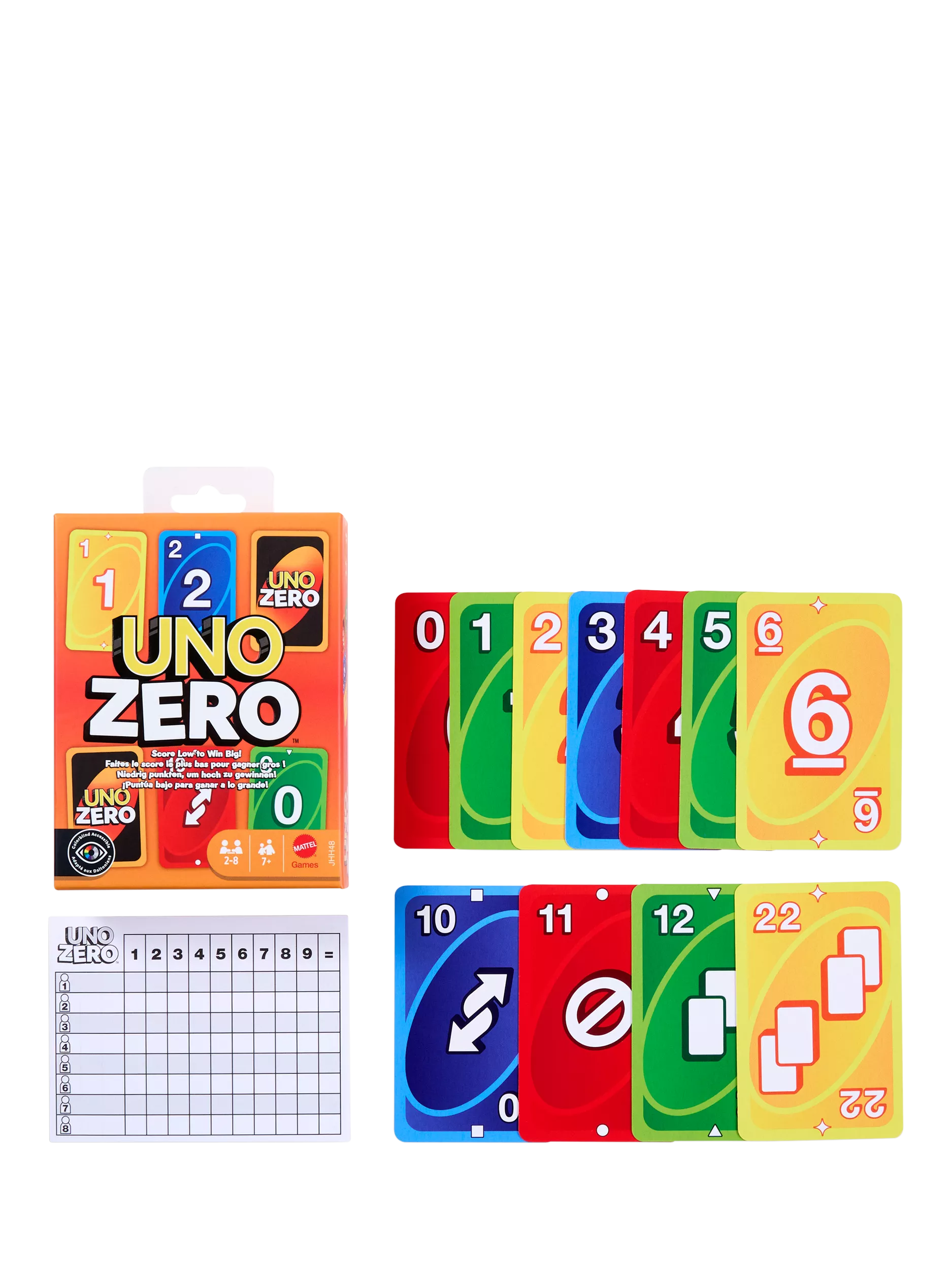 Mattel UNO Zero card game for 2 to 8 players, UK version