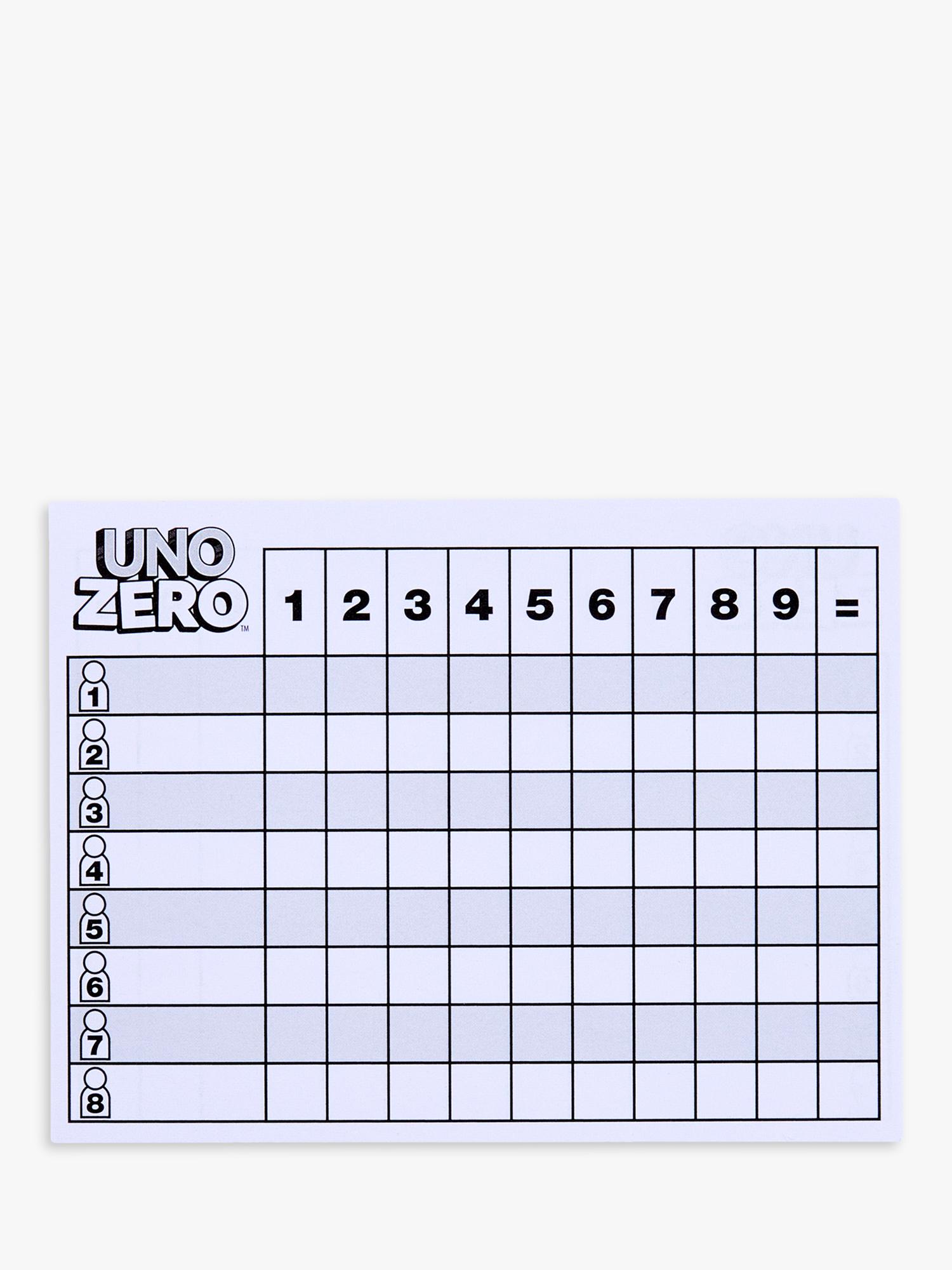 Mattel UNO Zero card game for 2 to 8 players, UK version