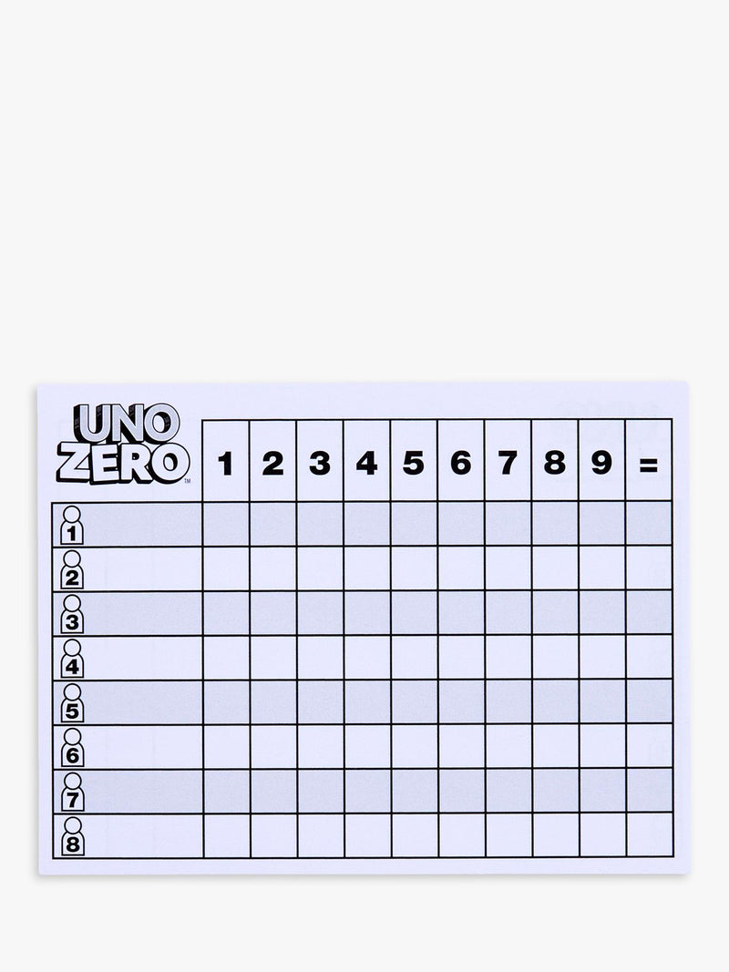 Mattel UNO Zero card game for 2 to 8 players, UK version