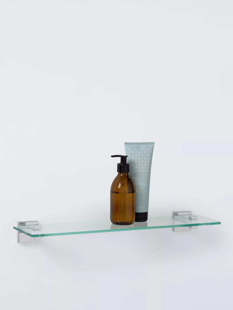 John Lewis Prism glass bathroom shelf chrome effect, imported from the UK