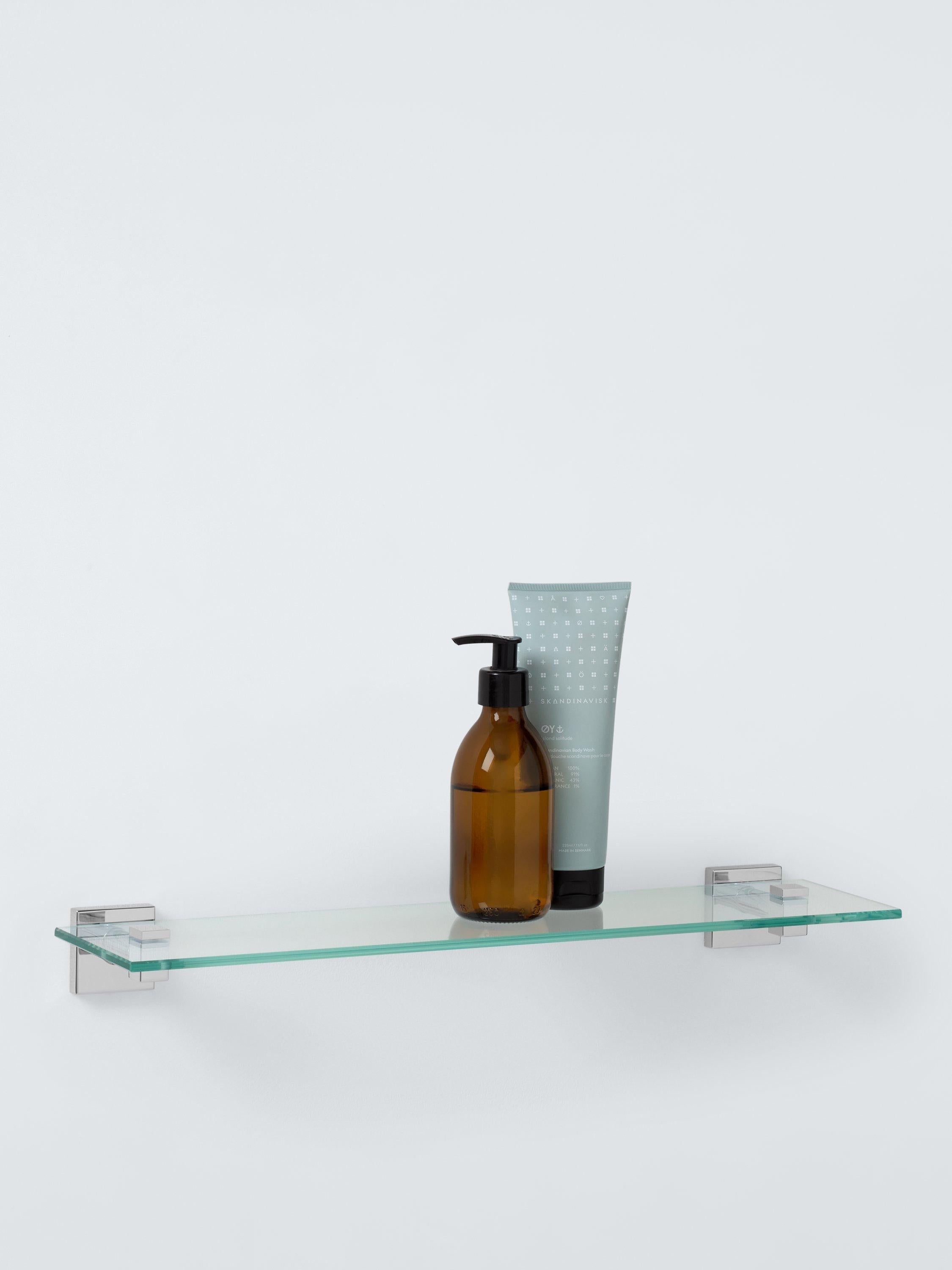John Lewis Prism glass bathroom shelf chrome effect, imported from the UK