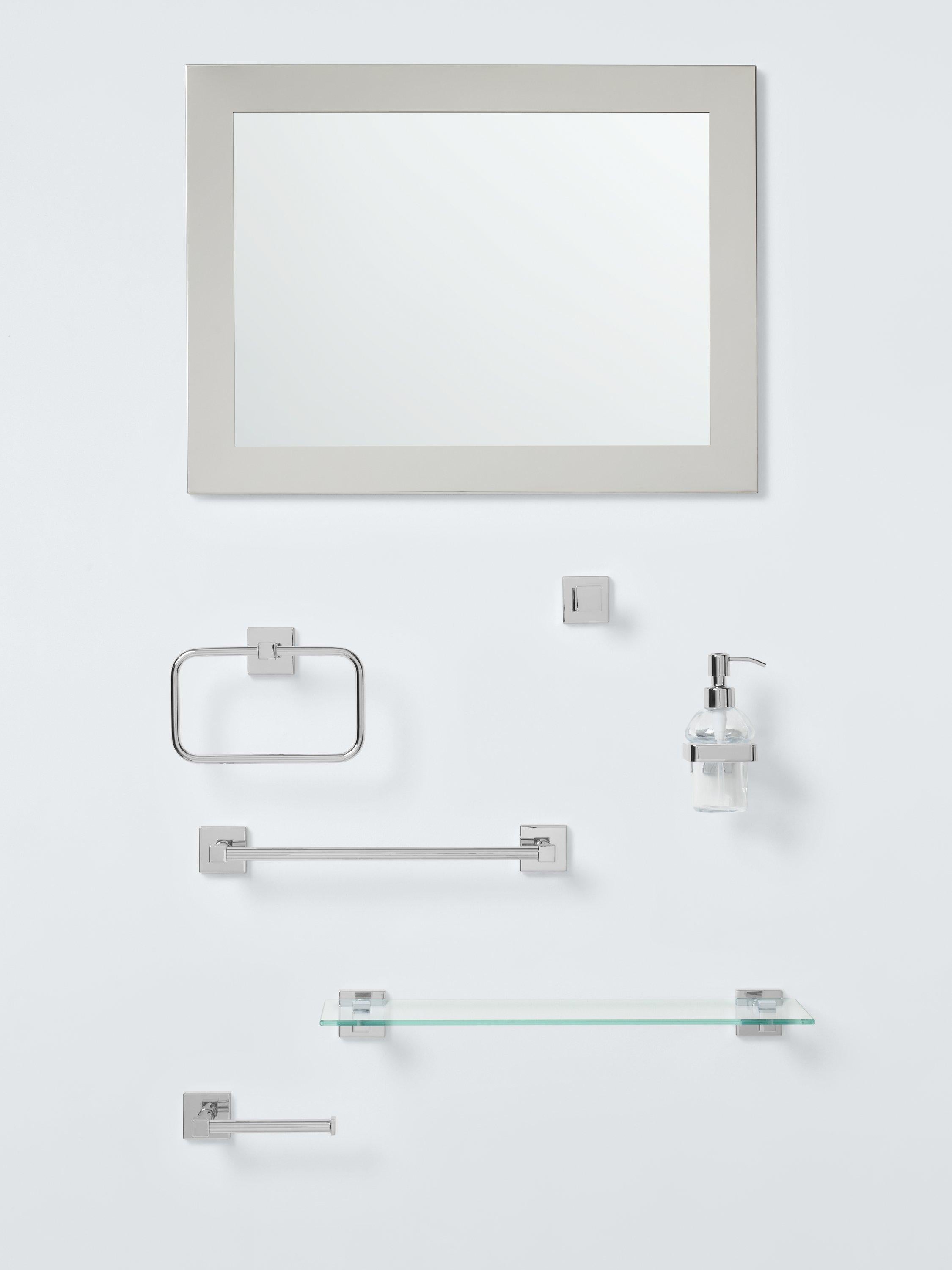 John Lewis Prism glass bathroom shelf chrome effect, imported from the UK