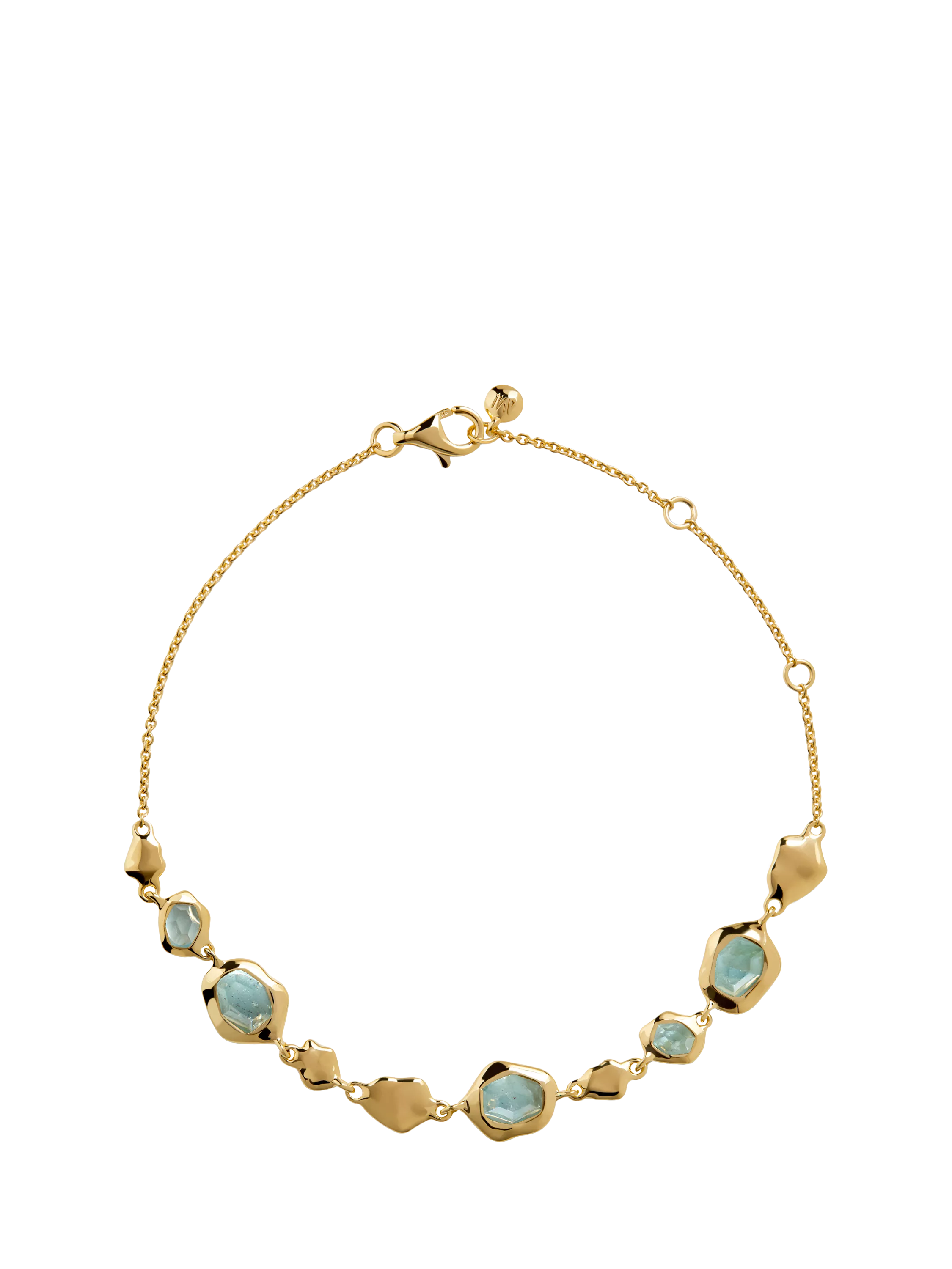 Monica Vinader Odyssey Pebbled Bracelet gold vermeil aquamarine (British brand)