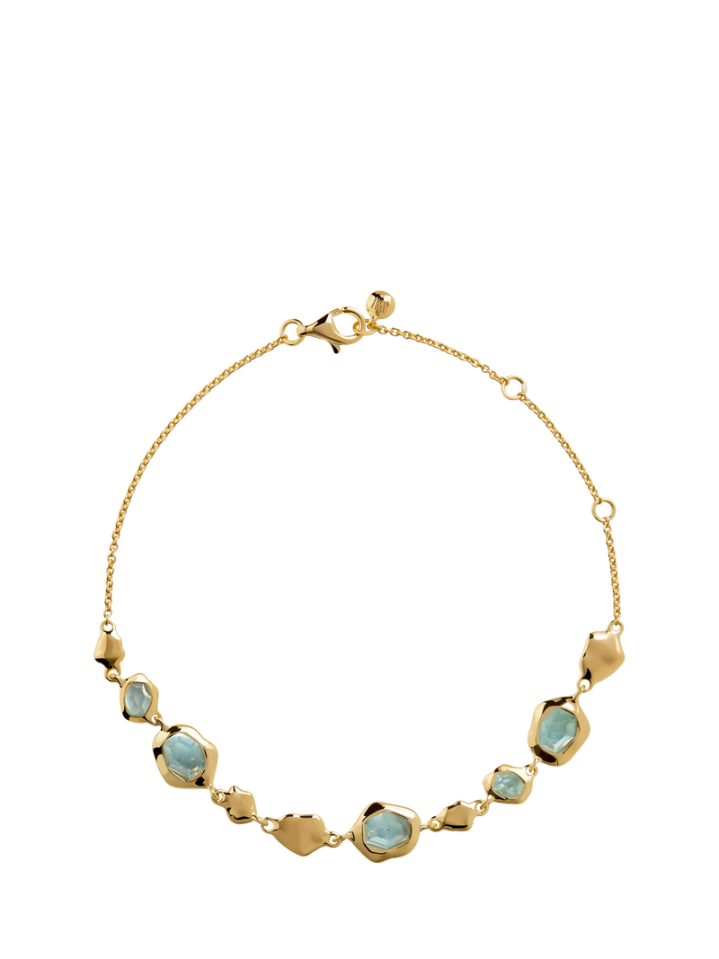 Monica Vinader Odyssey Pebbled Bracelet gold vermeil aquamarine (British brand)