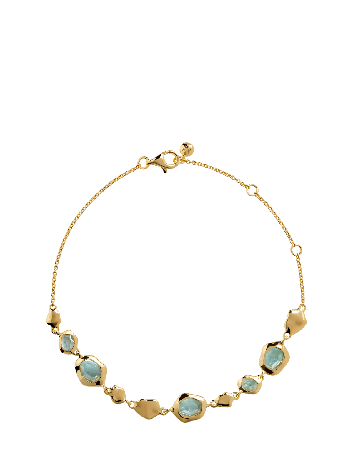 Monica Vinader Odyssey Pebbled Bracelet gold vermeil aquamarine (British brand)