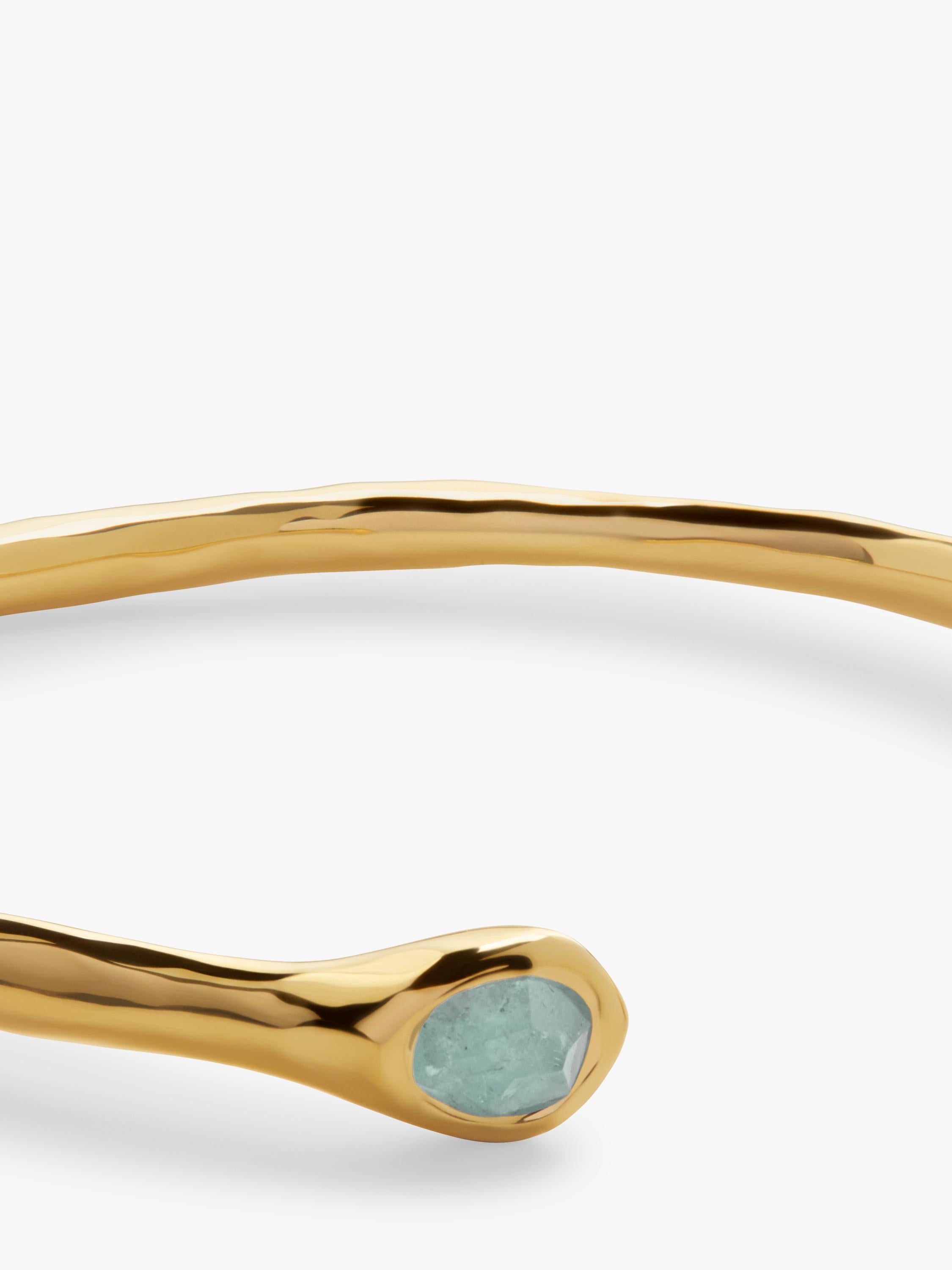 Monica Vinader open cuff bracelet Gold/Blue medium, imported from the UK
