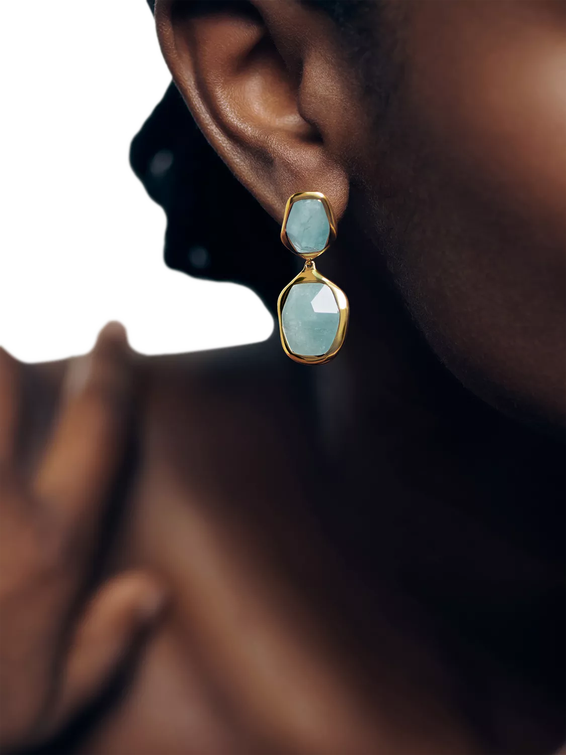 Monica Vinader cocktail drop earrings gold blue, UK version