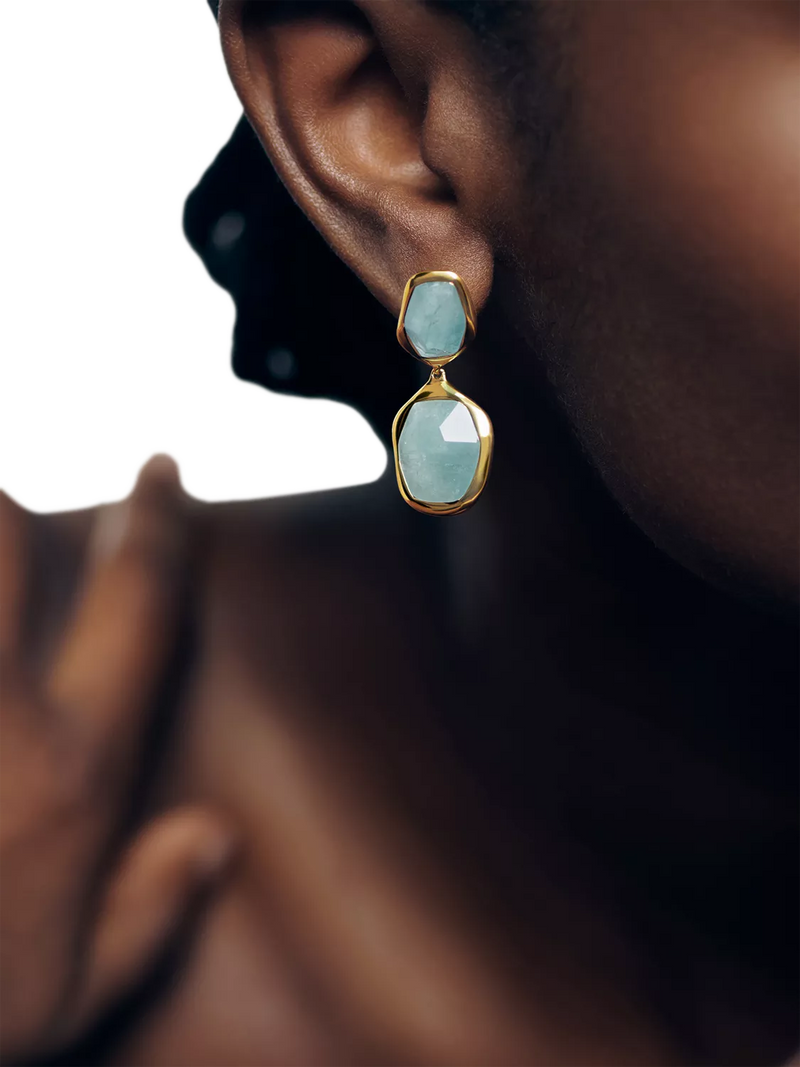 Monica Vinader cocktail drop earrings gold blue, UK version
