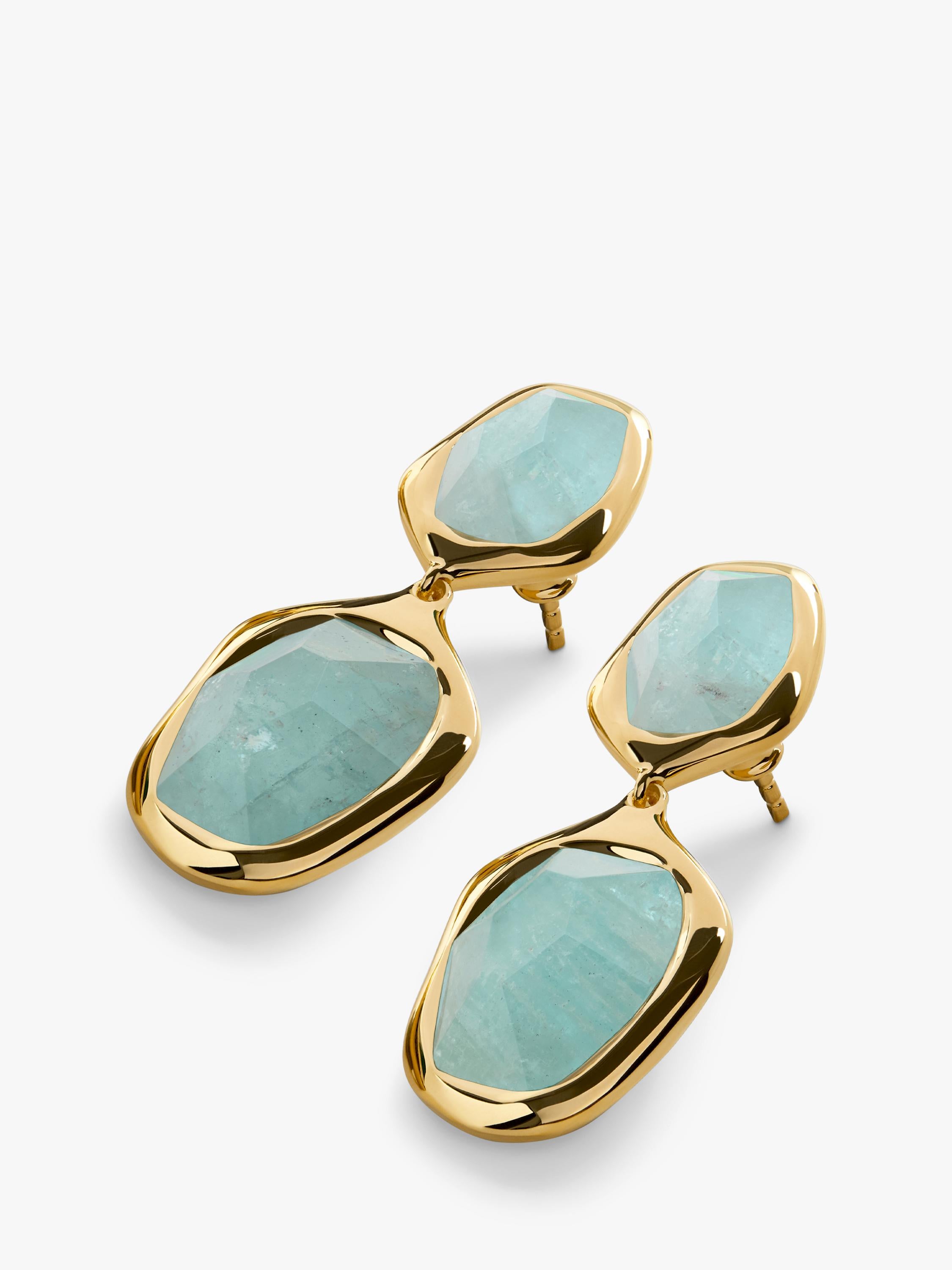 Monica Vinader cocktail drop earrings gold blue, UK version