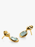 Monica Vinader gold drop earrings with blue aquamarine, imported from the UK