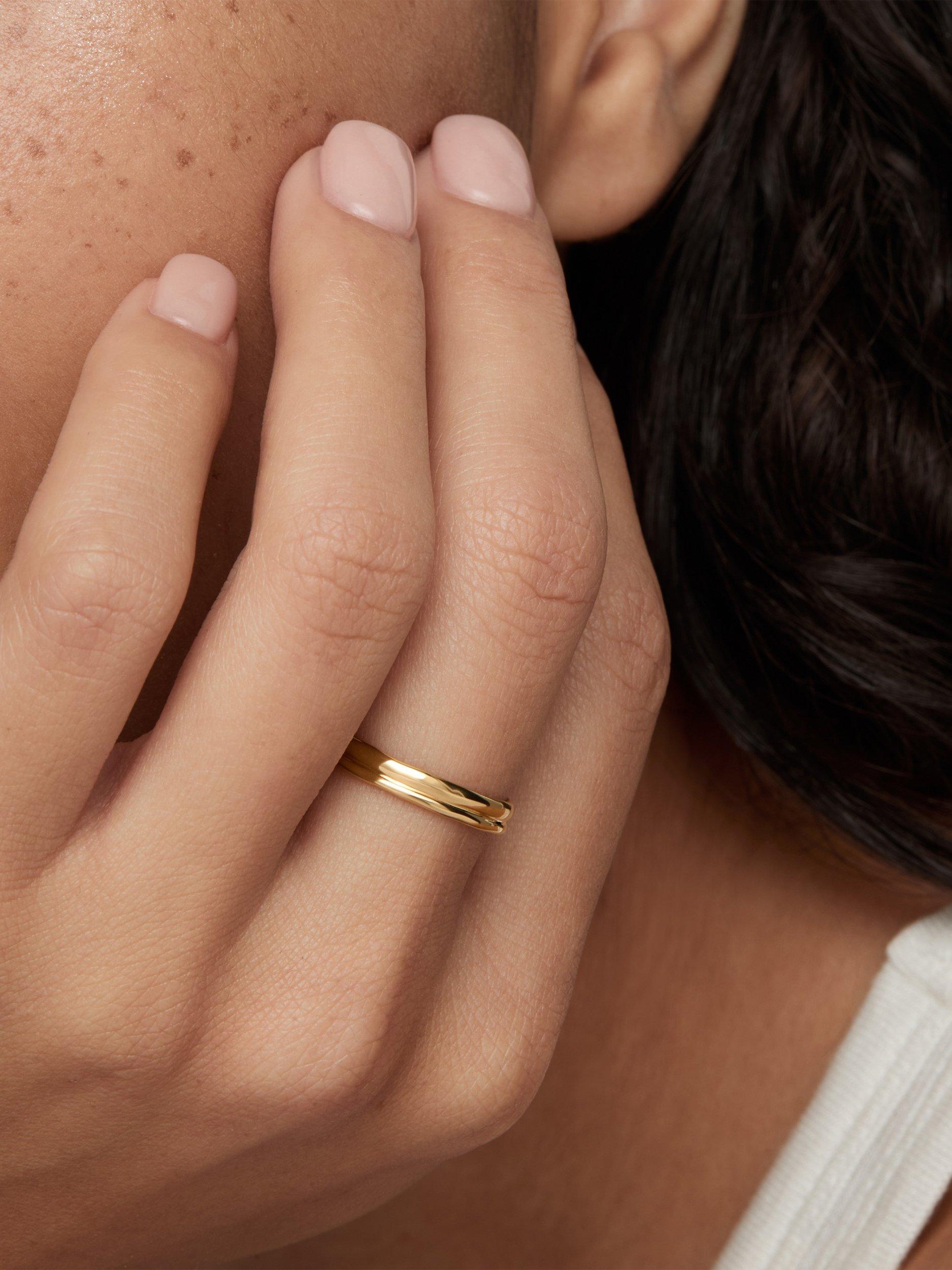 Monica Vinader gold plated MV Siren stacked ring - British product