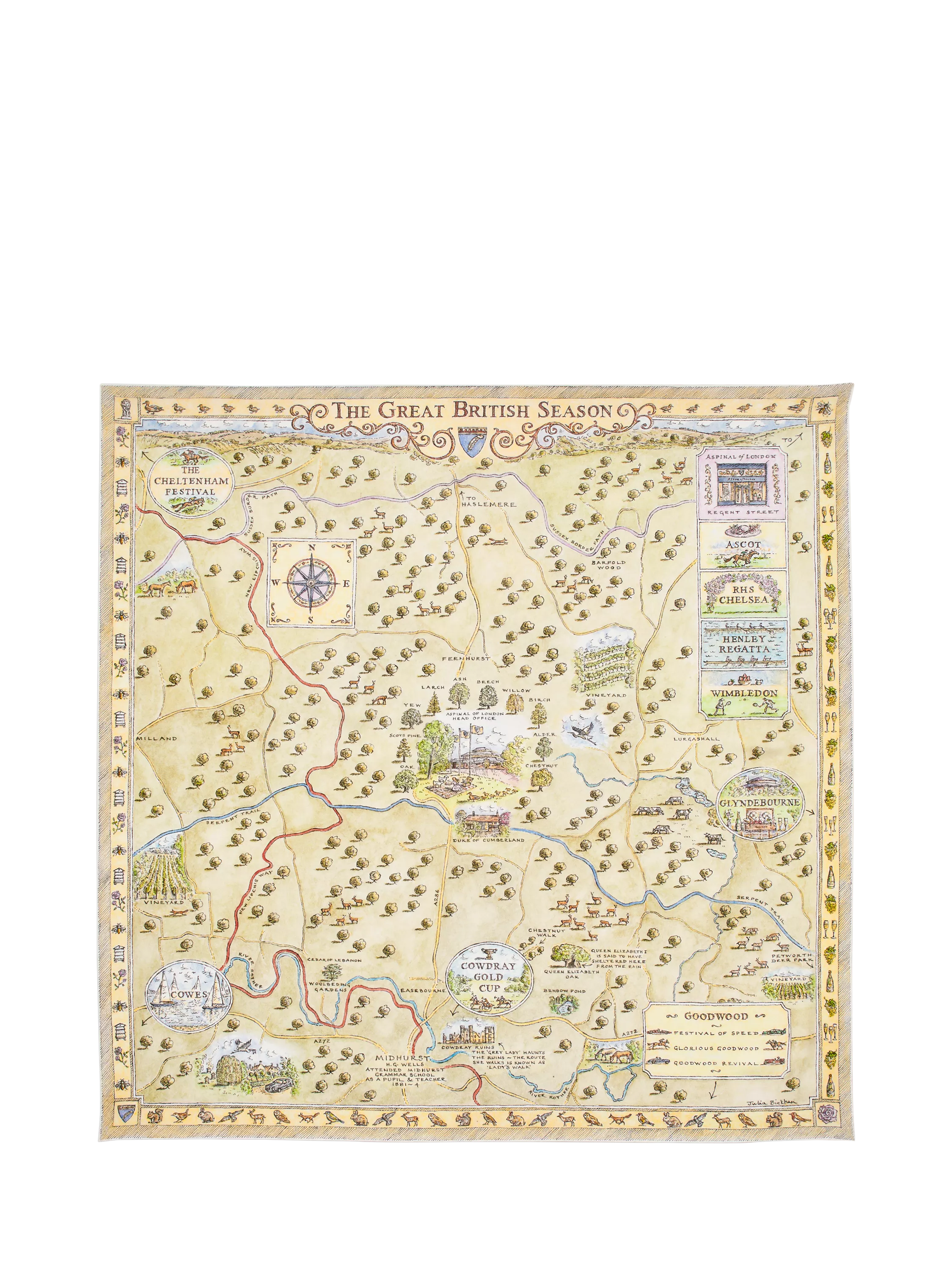 Aspinal Great British Season silk scarf multi 80x80cm - British product