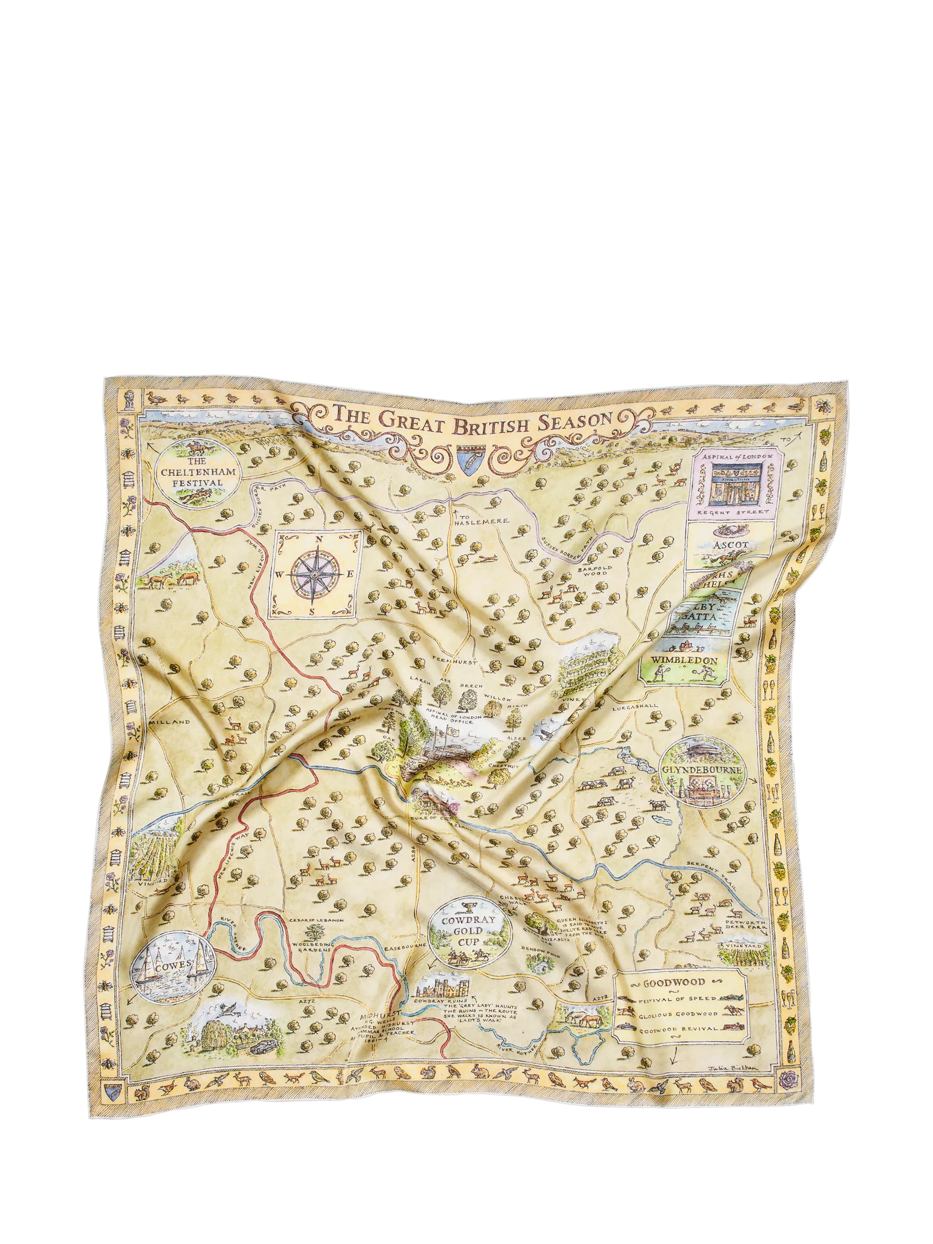 Aspinal Great British Season silk scarf multi 80x80cm - British product