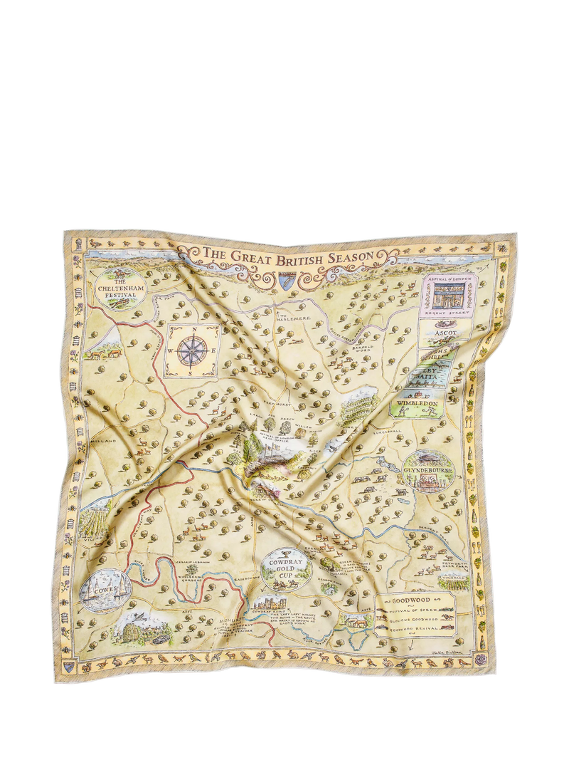 Aspinal Great British Season silk scarf multi 80x80cm - British product