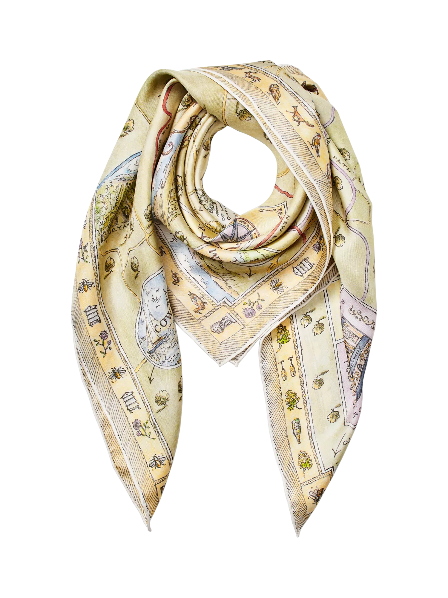Aspinal Great British Season silk scarf multi 80x80cm - British product
