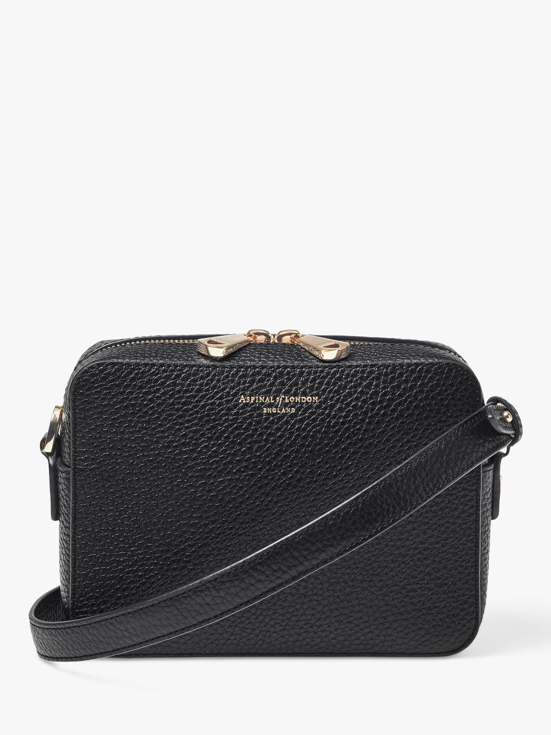 Aspinal of London camera crossbody bag in full-grain leather, UK version